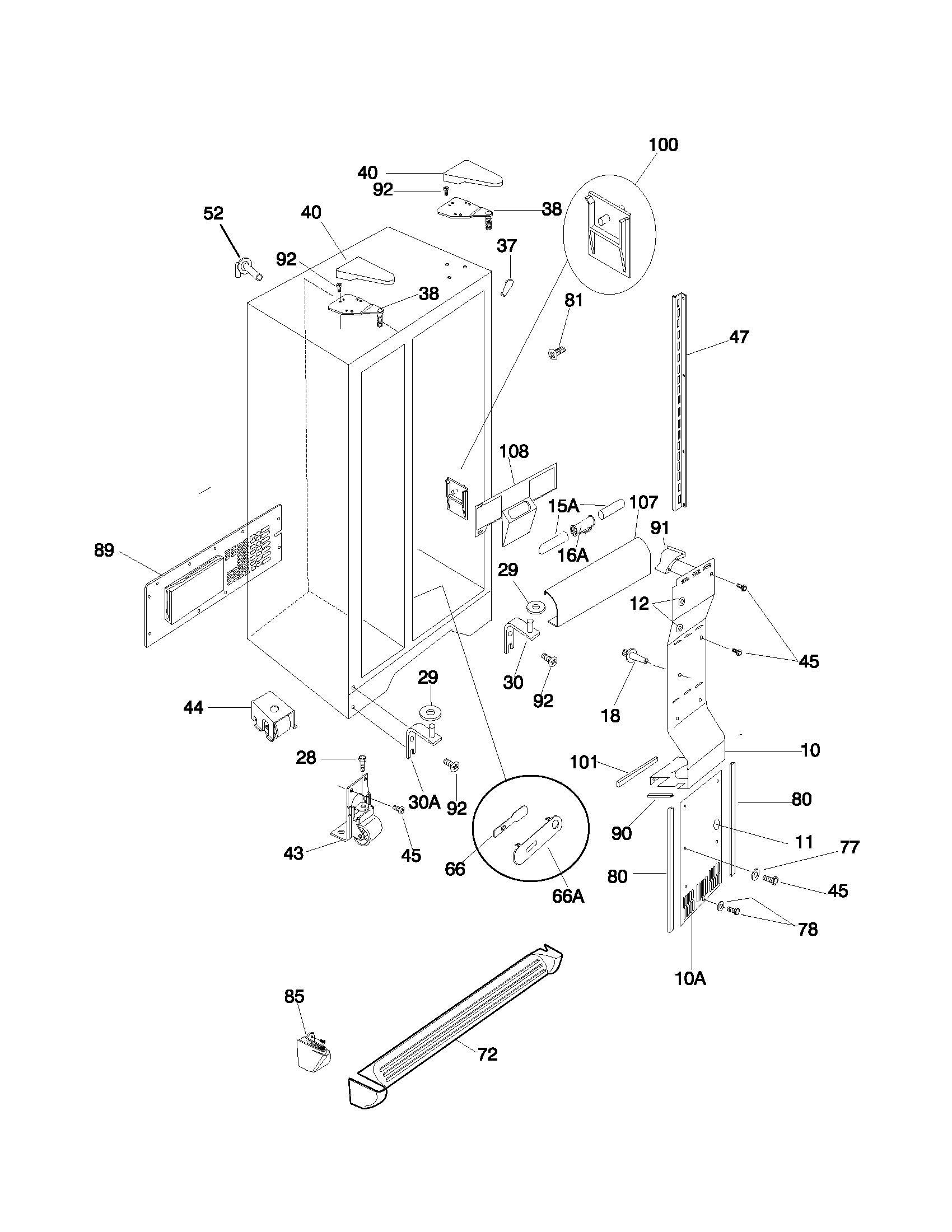 Frigidaire FRS26ZSHB5 cabinet diagram