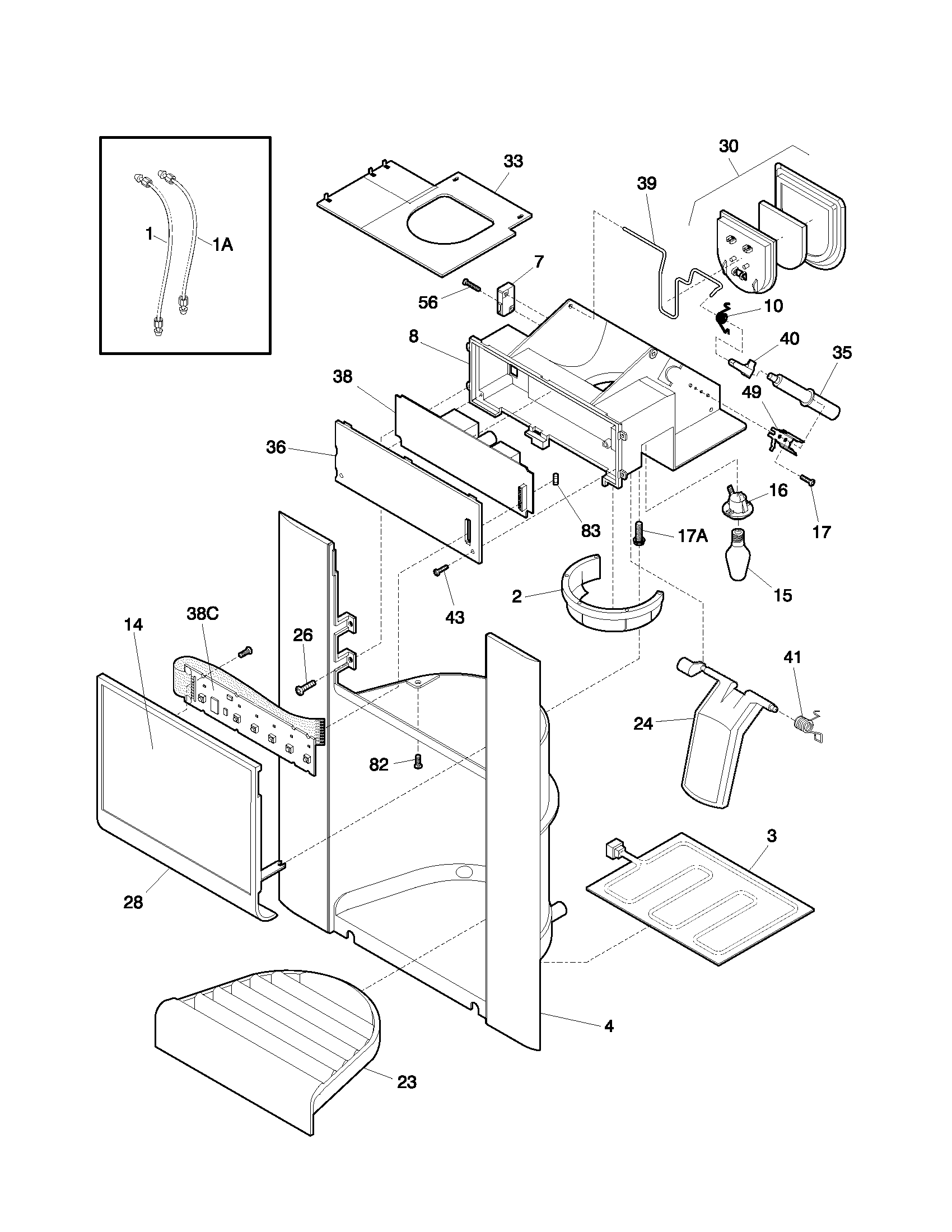 Frigidaire FRS26ZSHB5 ice dispenser diagram