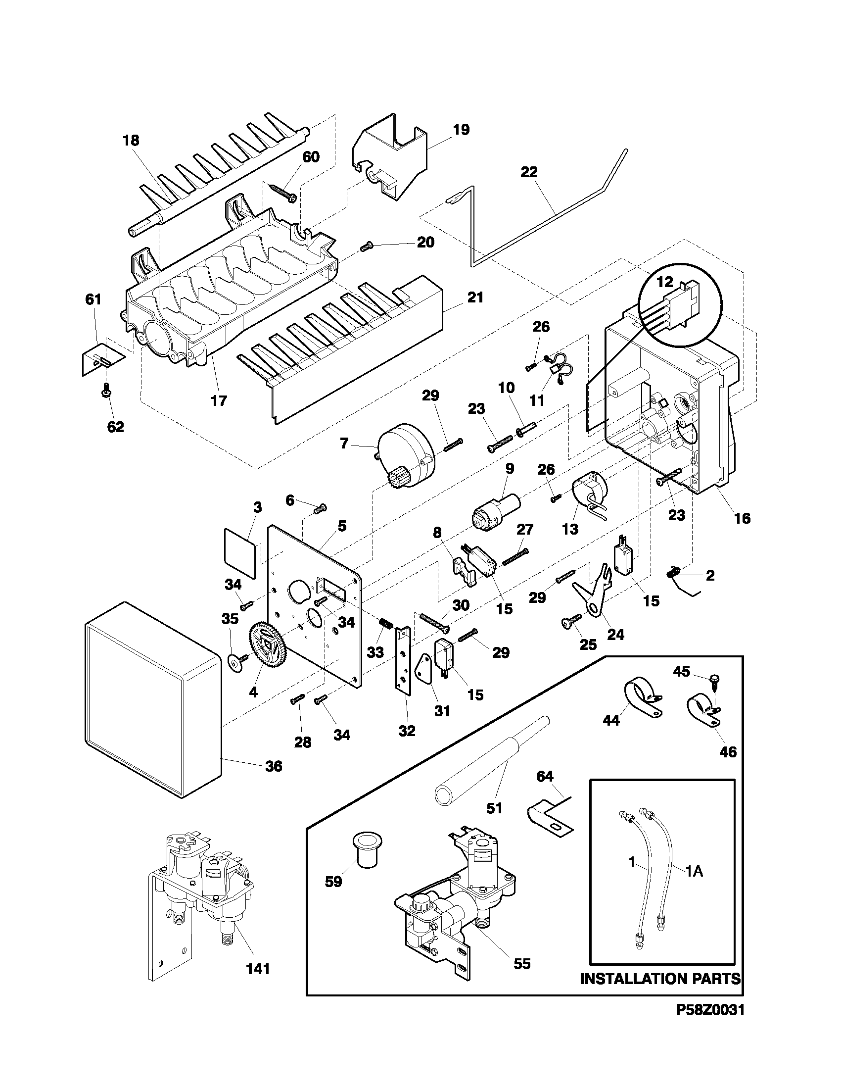 Frigidaire FRS26ZSHB5 ice maker diagram