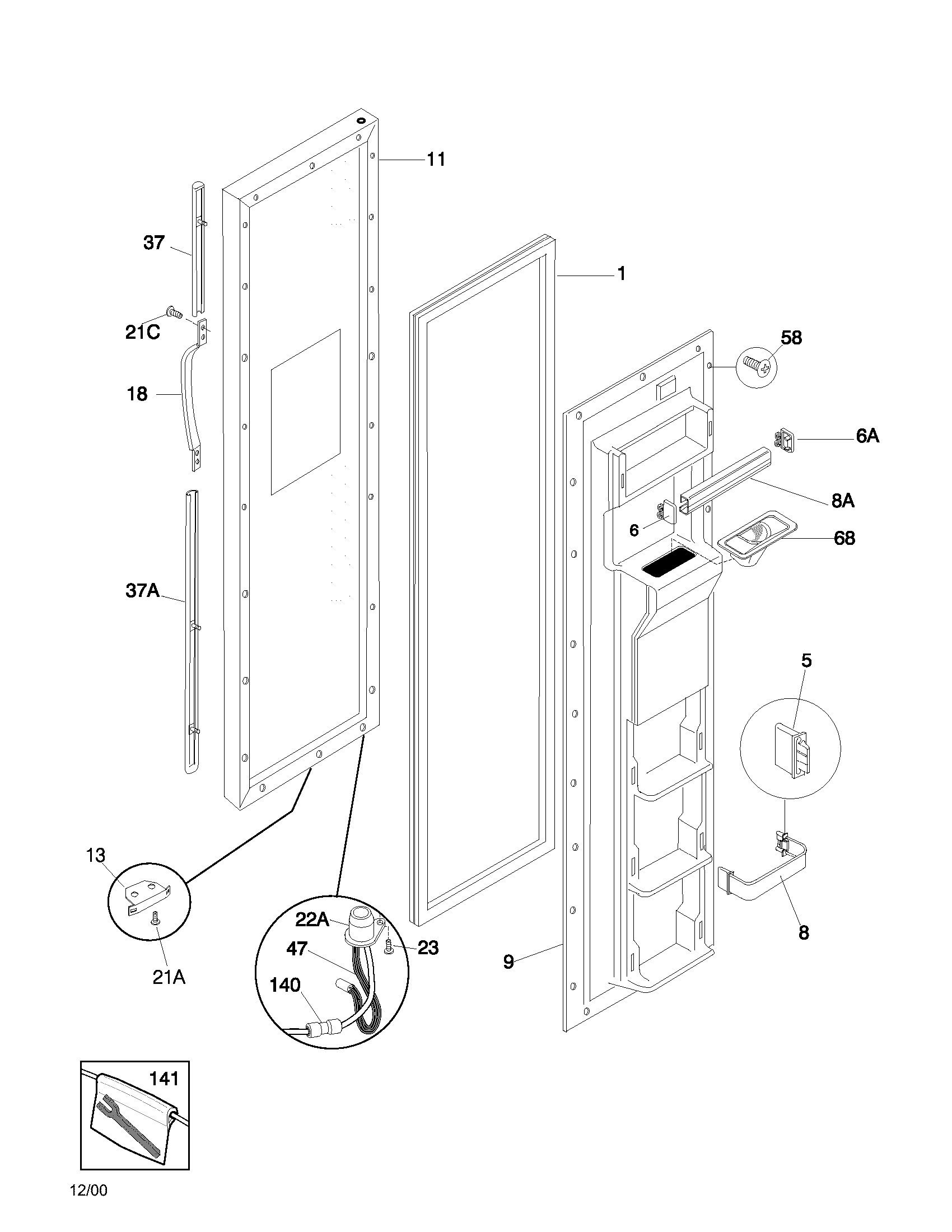 Frigidaire FRS20ZGJD2 freezer door diagram