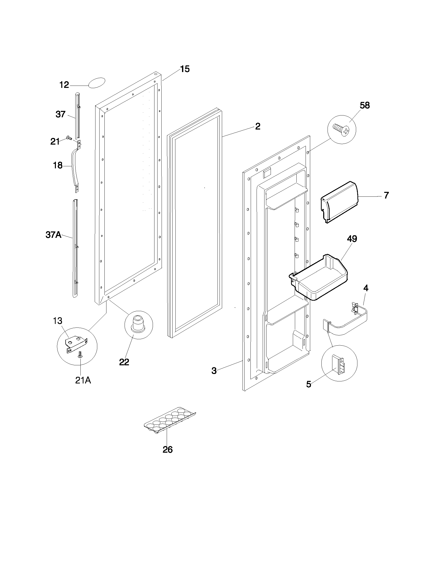 Frigidaire FRS20ZGJD2 refrigerator door diagram