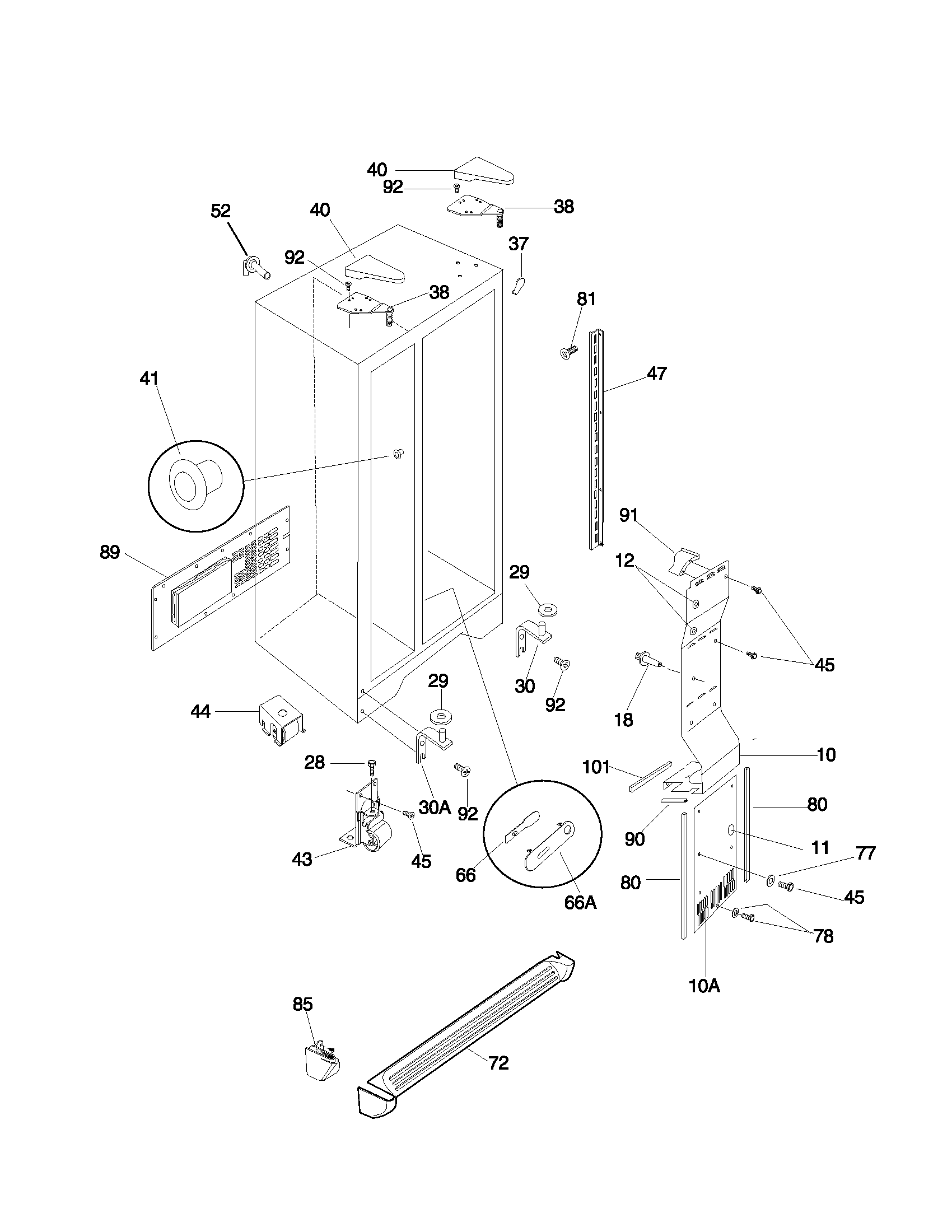 Frigidaire FRS20ZGJD2 cabinet diagram