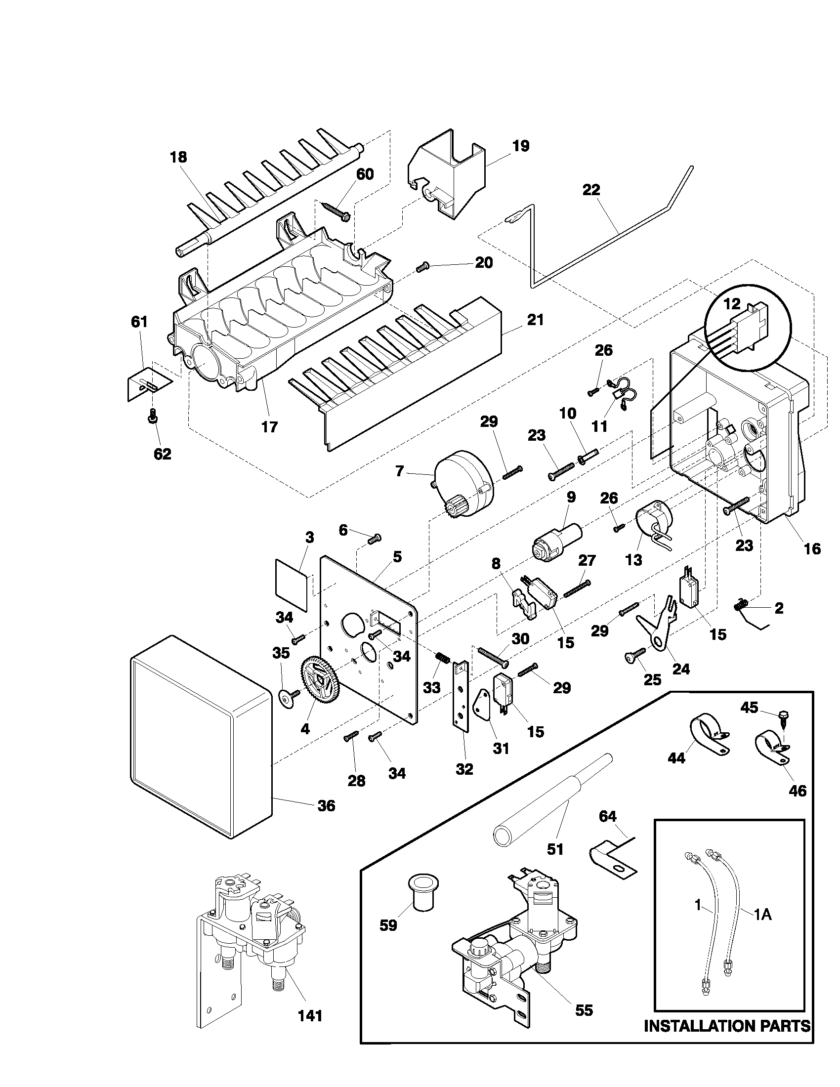 Frigidaire FRS20ZGJD2 ice maker diagram