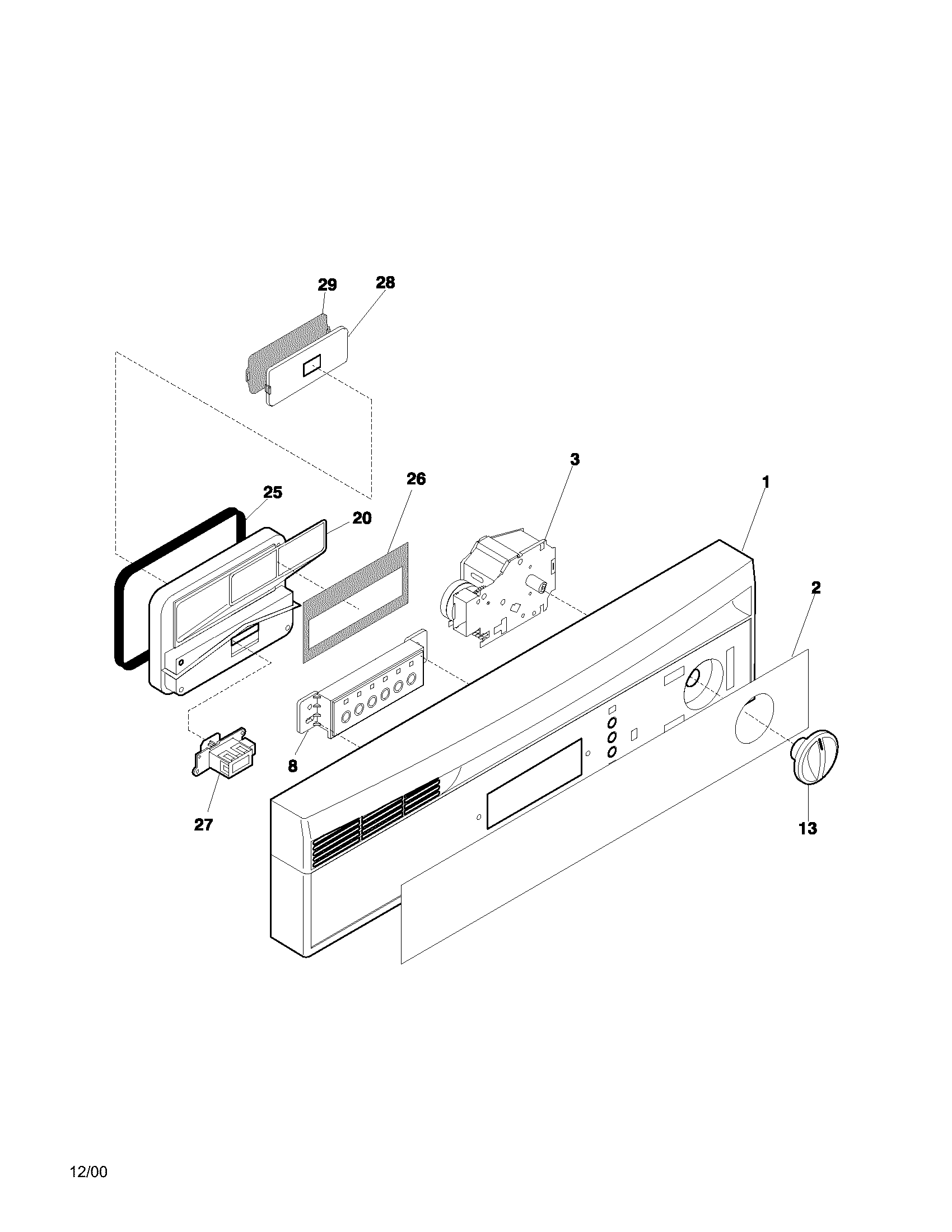 Gibson GDB755RJB0 control panel diagram