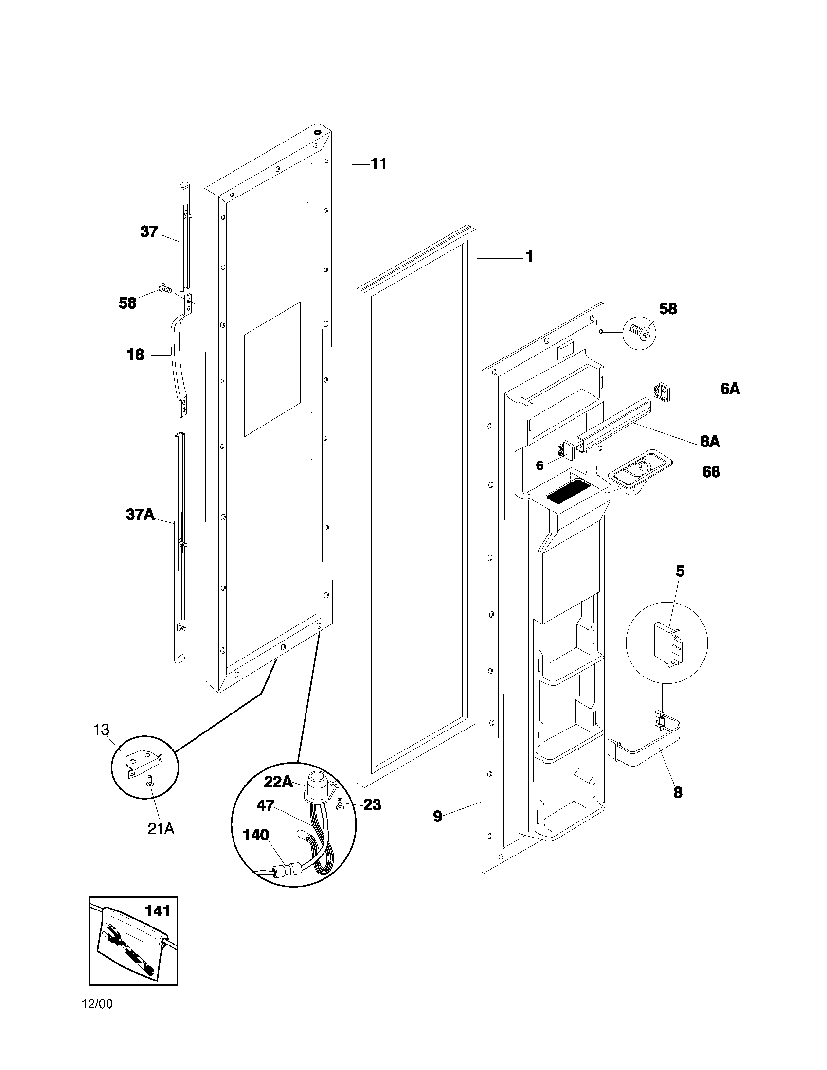 Frigidaire FRS20ZRGDA freezer door diagram