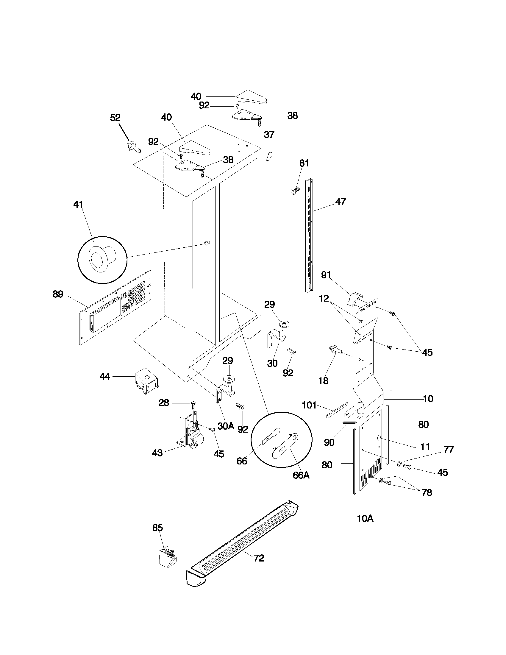 Frigidaire FRS20ZRGDA cabinet diagram