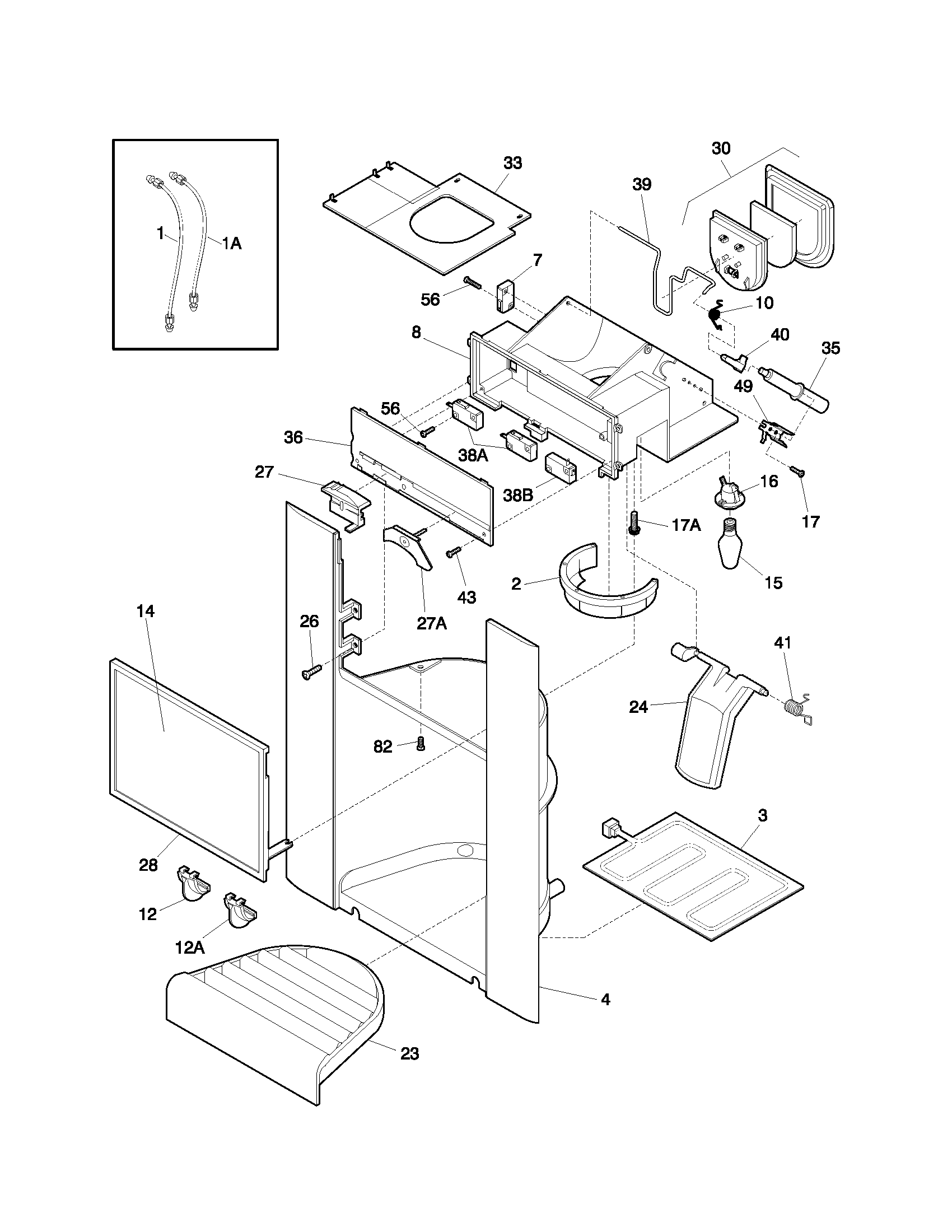 Frigidaire FRS20ZRGDA ice dispenser diagram