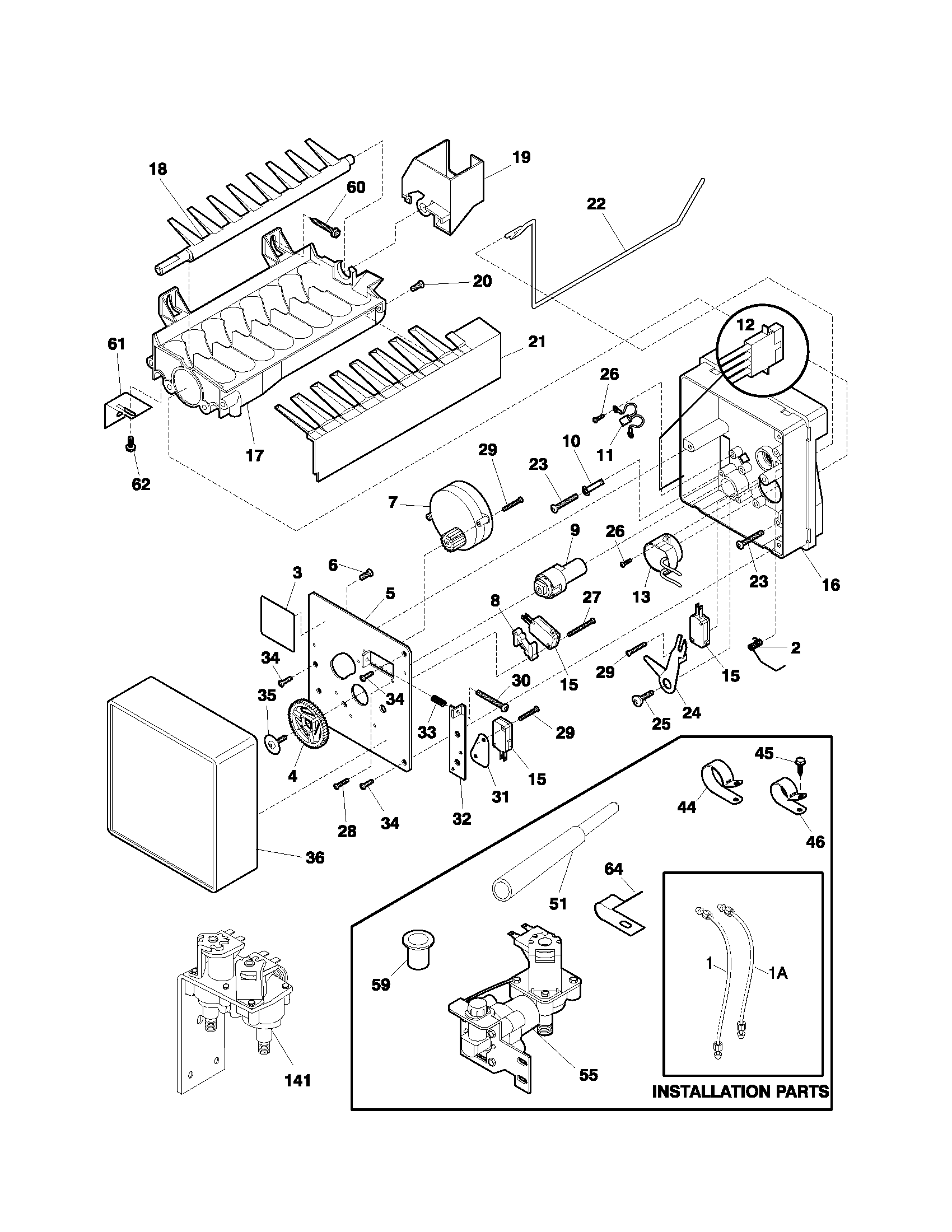 Frigidaire FRS20ZRGDA ice maker diagram