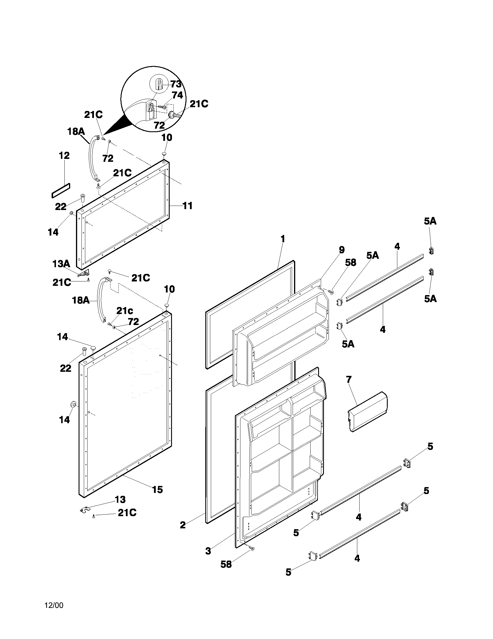 Universal/Multiflex (Frigidaire) MRT18SJHD1 door diagram