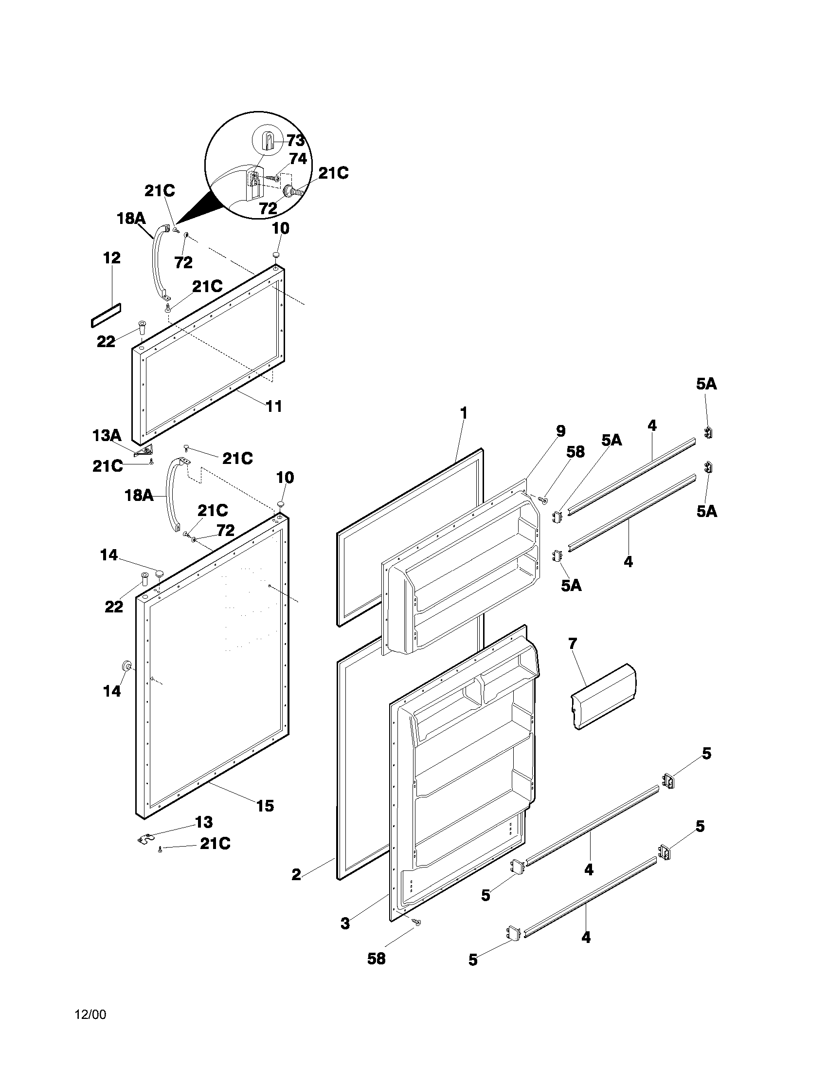 Frigidaire FRT16ICRHW4 door diagram