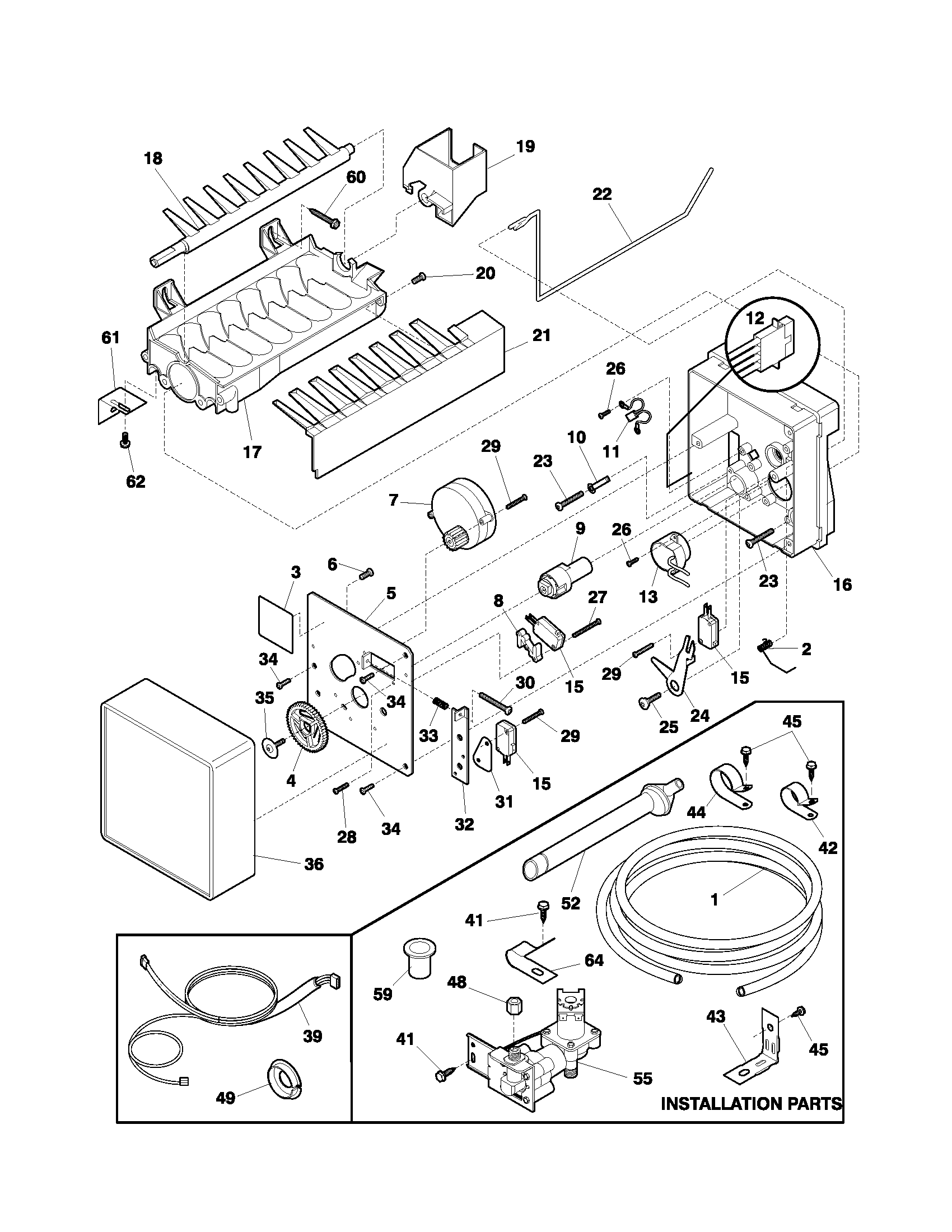 Frigidaire FRT16ICRHW4 ice maker diagram