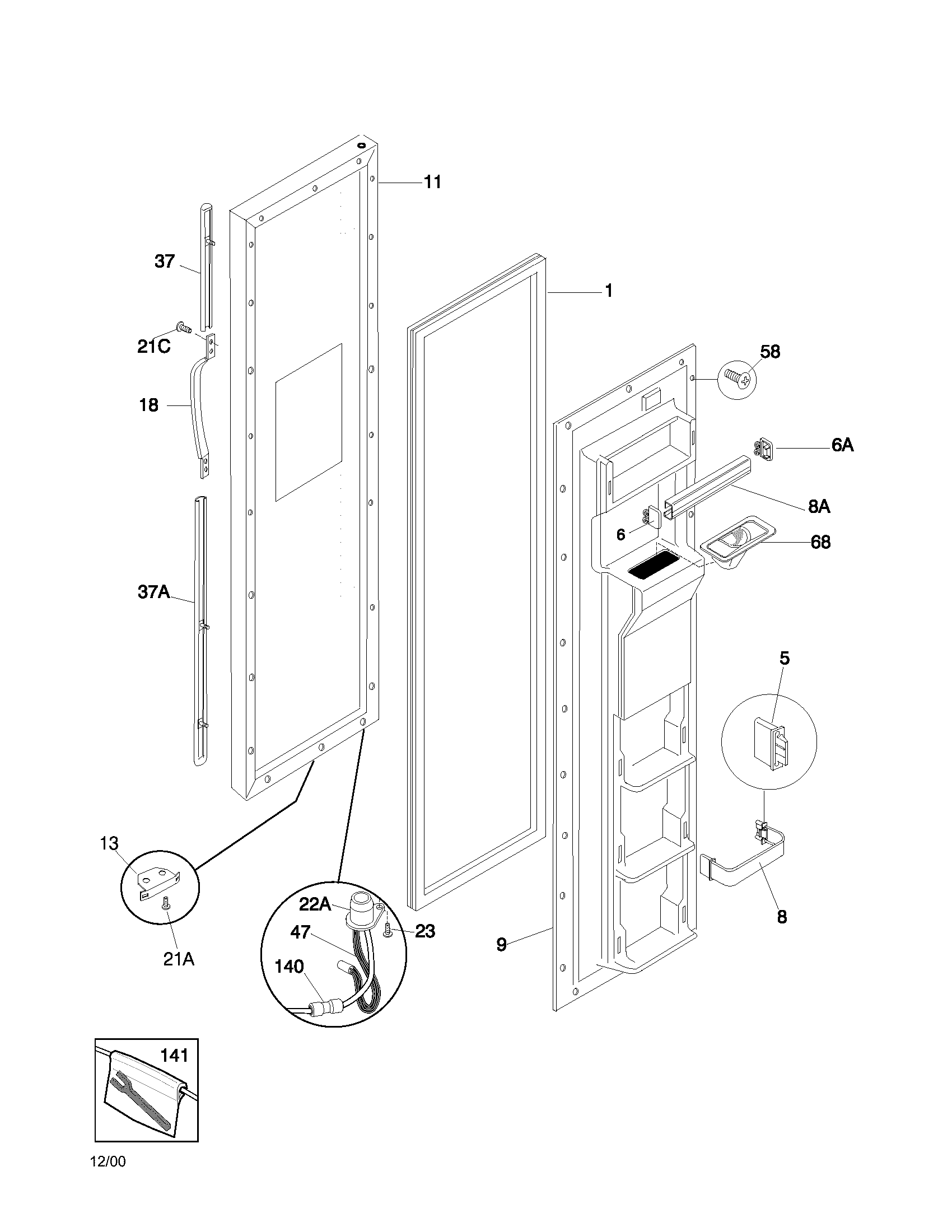 Frigidaire FRS22ZGHW6 freezer door diagram