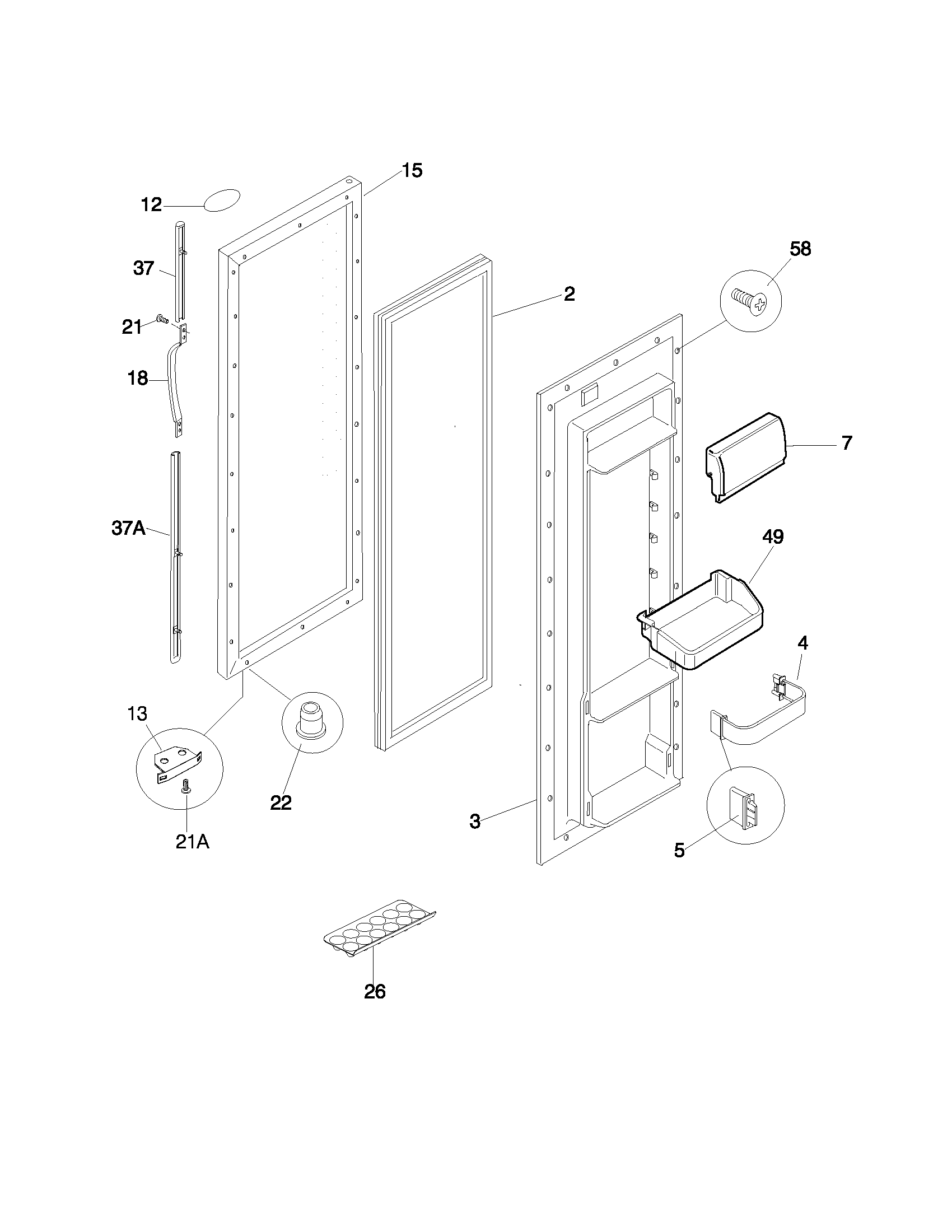 Frigidaire FRS22ZGHW6 refrigerator door diagram