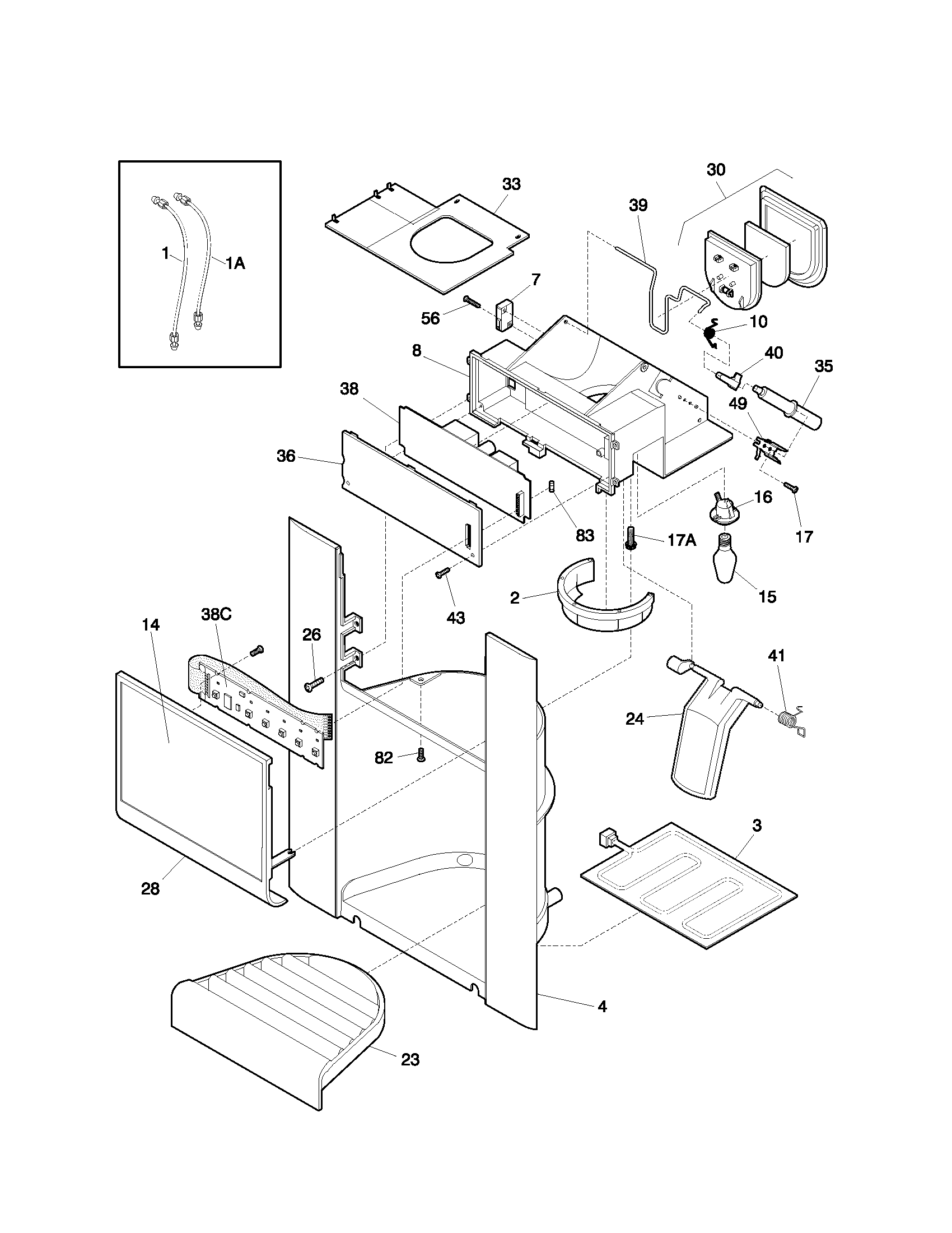 Frigidaire FRS22ZGHW6 ice dispenser diagram