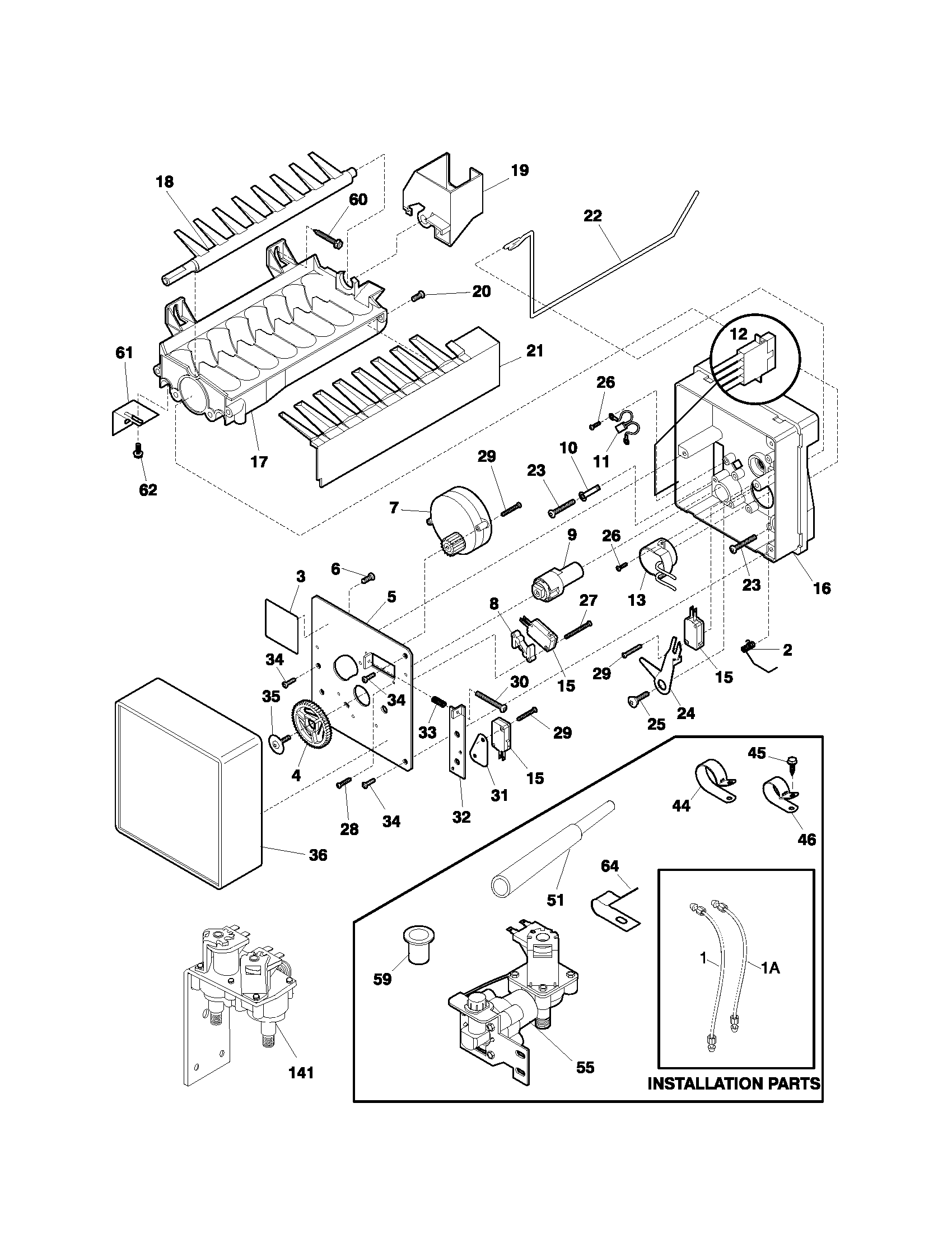 Frigidaire FRS22ZGHW6 ice maker diagram