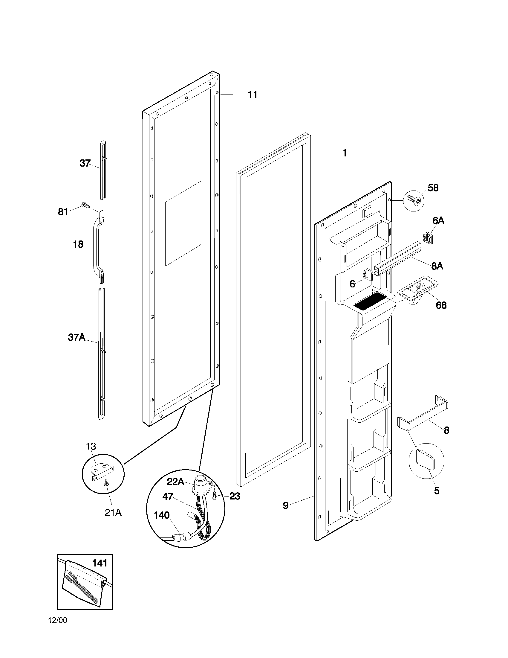 Gibson GRS26ZRHD6 freezer door diagram