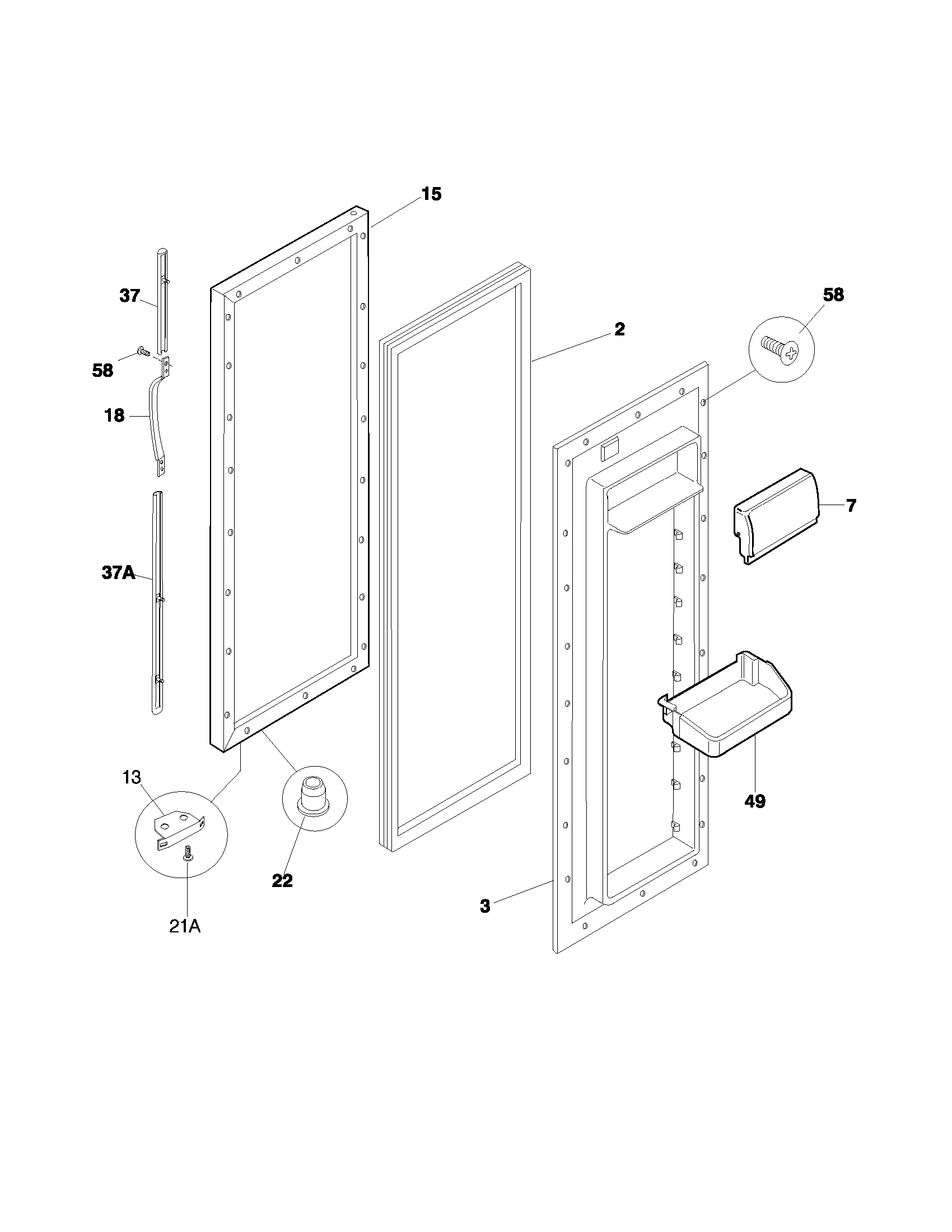 Frigidaire FRS26ZNHB5 refrigerator door diagram