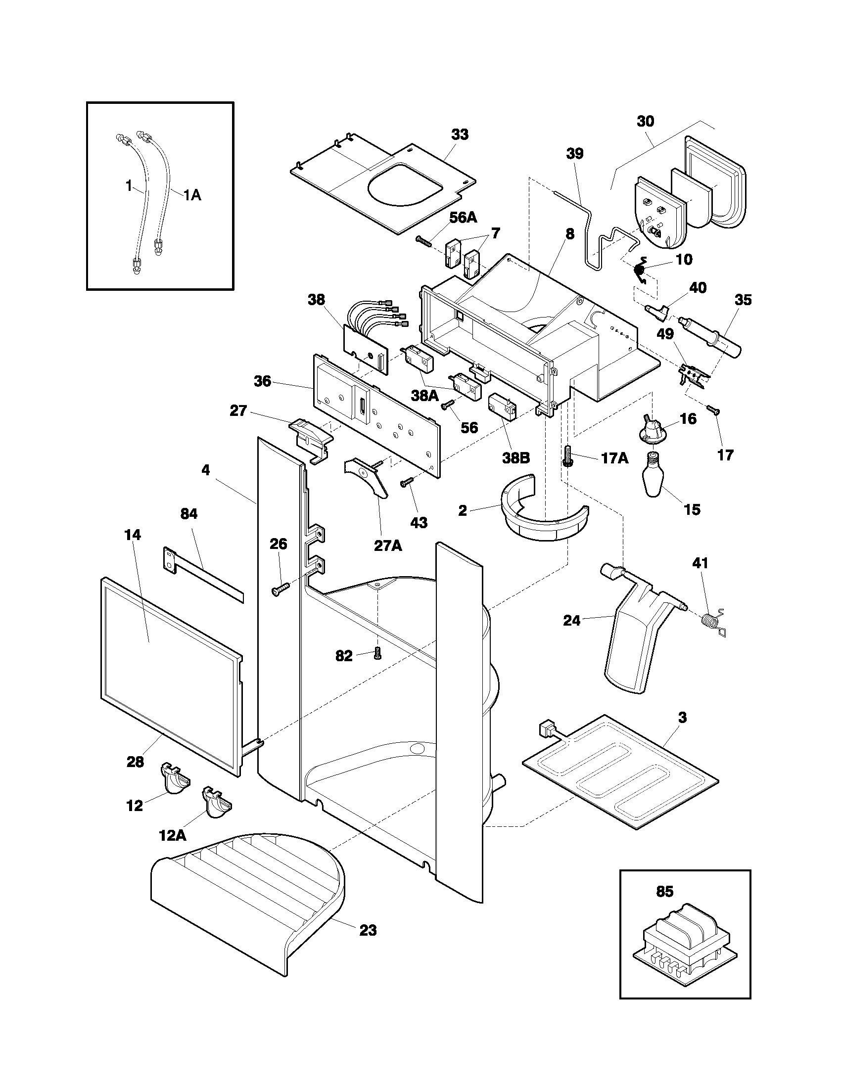 Frigidaire FRS26ZNHB5 ice dispenser diagram