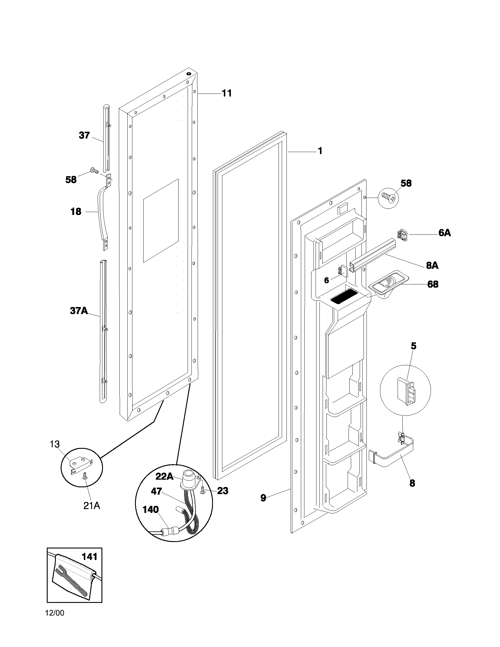 Frigidaire FRS23ZTJW2 freezer door diagram