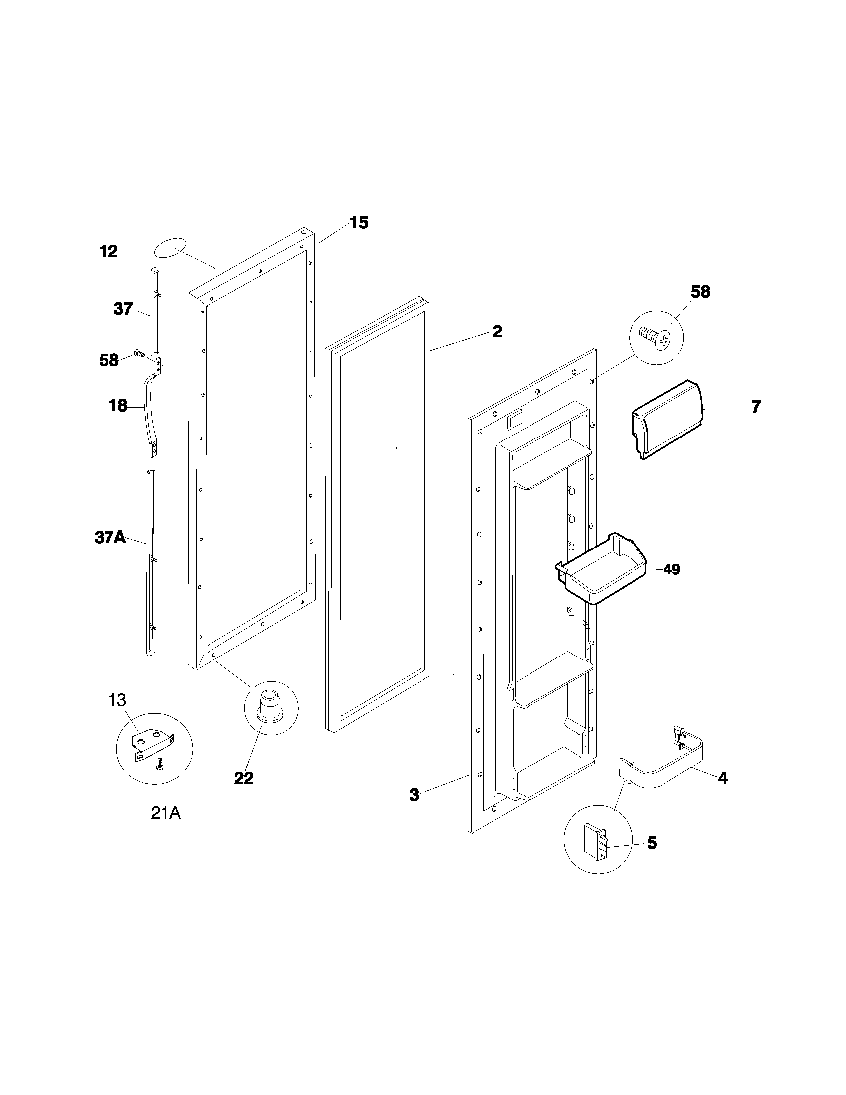 Frigidaire FRS23ZTJW2 refrigerator door diagram