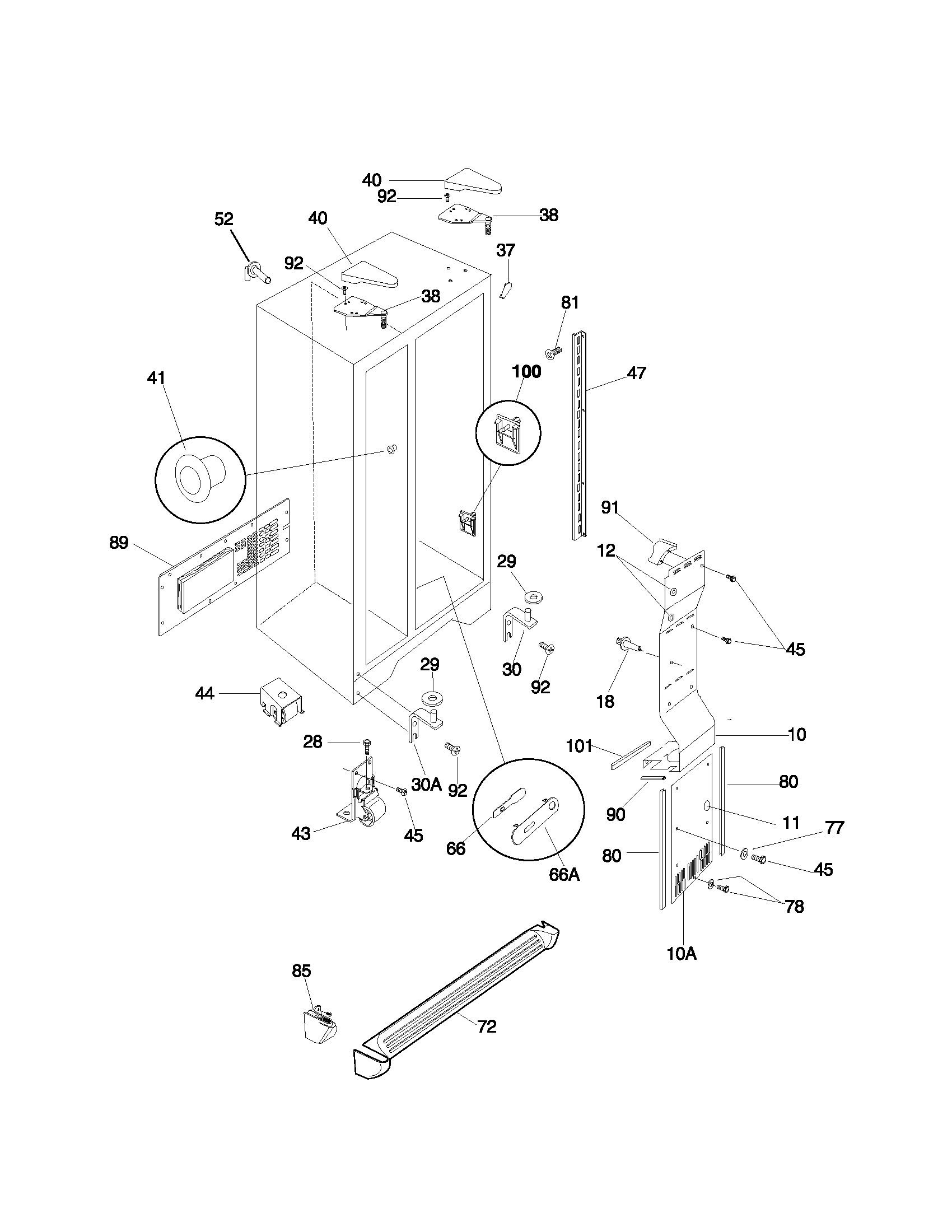 Frigidaire FRS23ZTJW2 cabinet diagram
