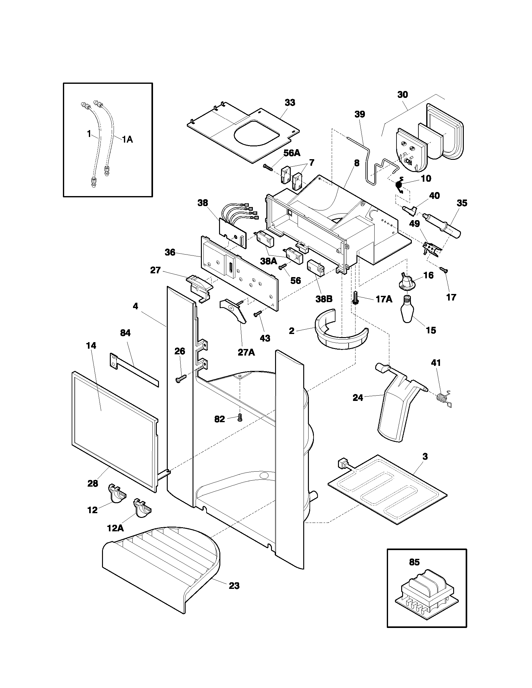 Frigidaire FRS23ZTJW2 ice dispenser diagram