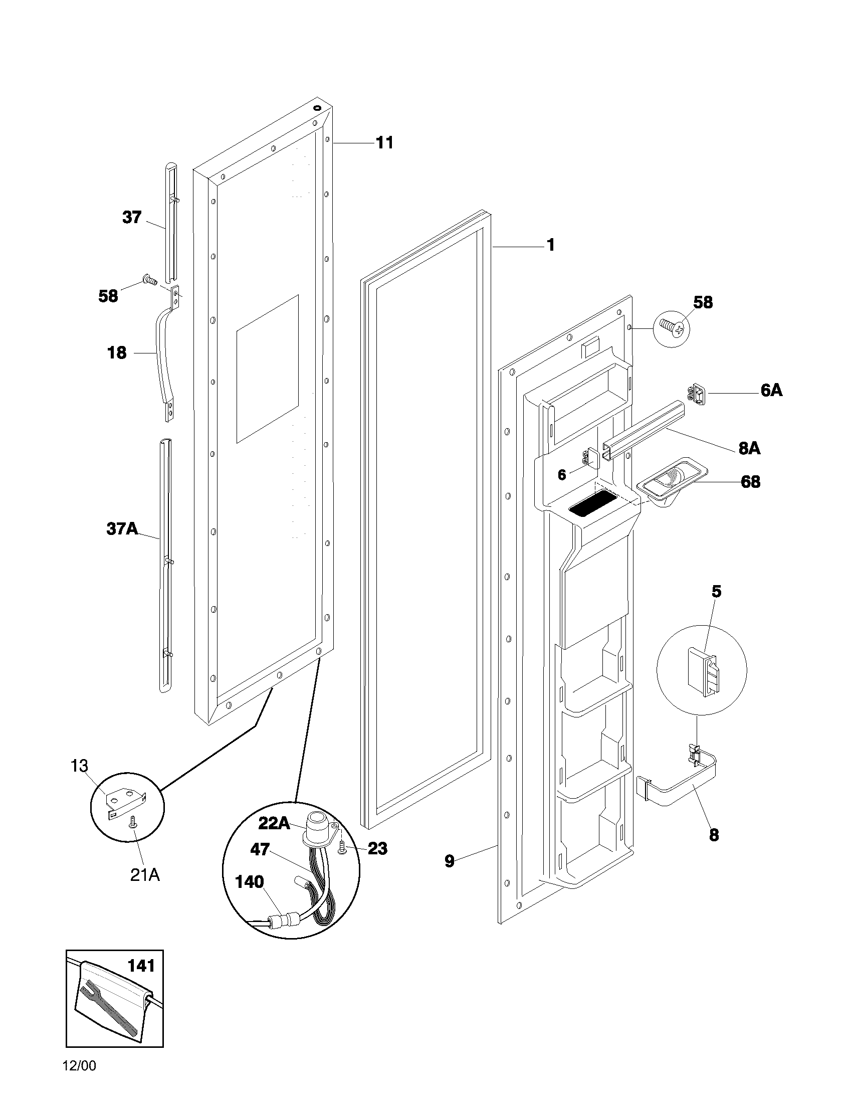 Frigidaire GLRSF236JB2 freezer door diagram