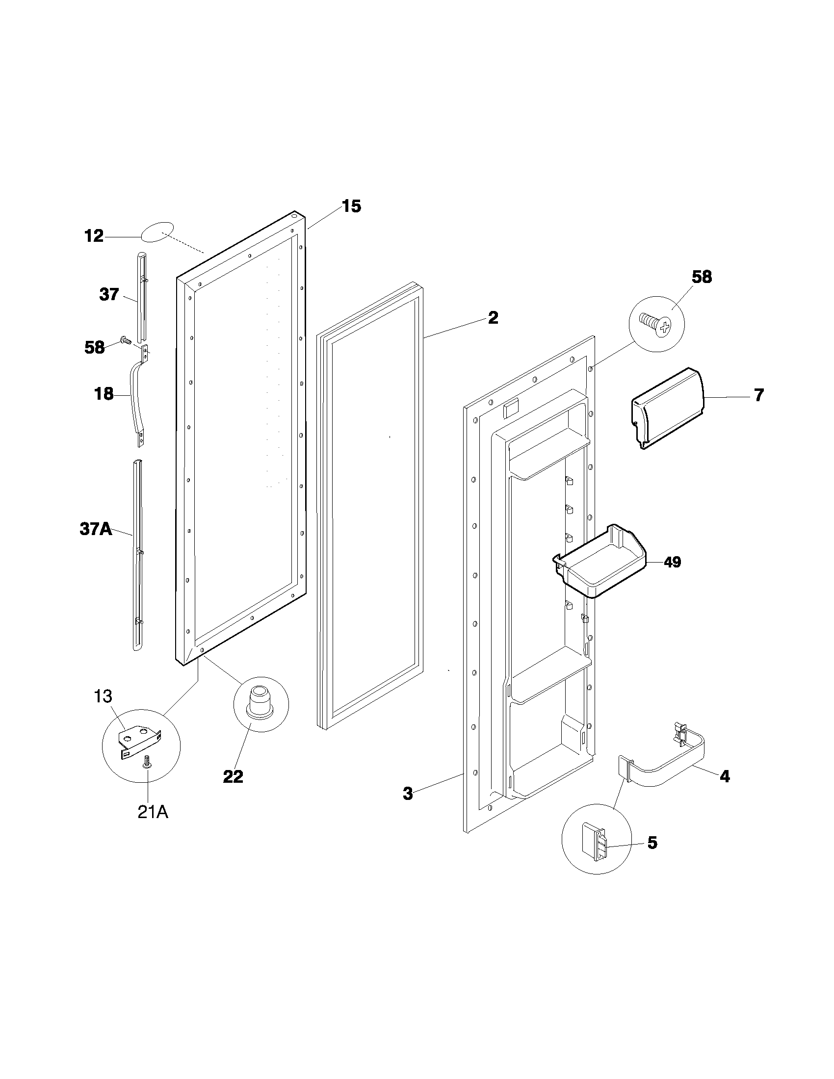 Frigidaire GLRSF236JB2 refrigerator door diagram