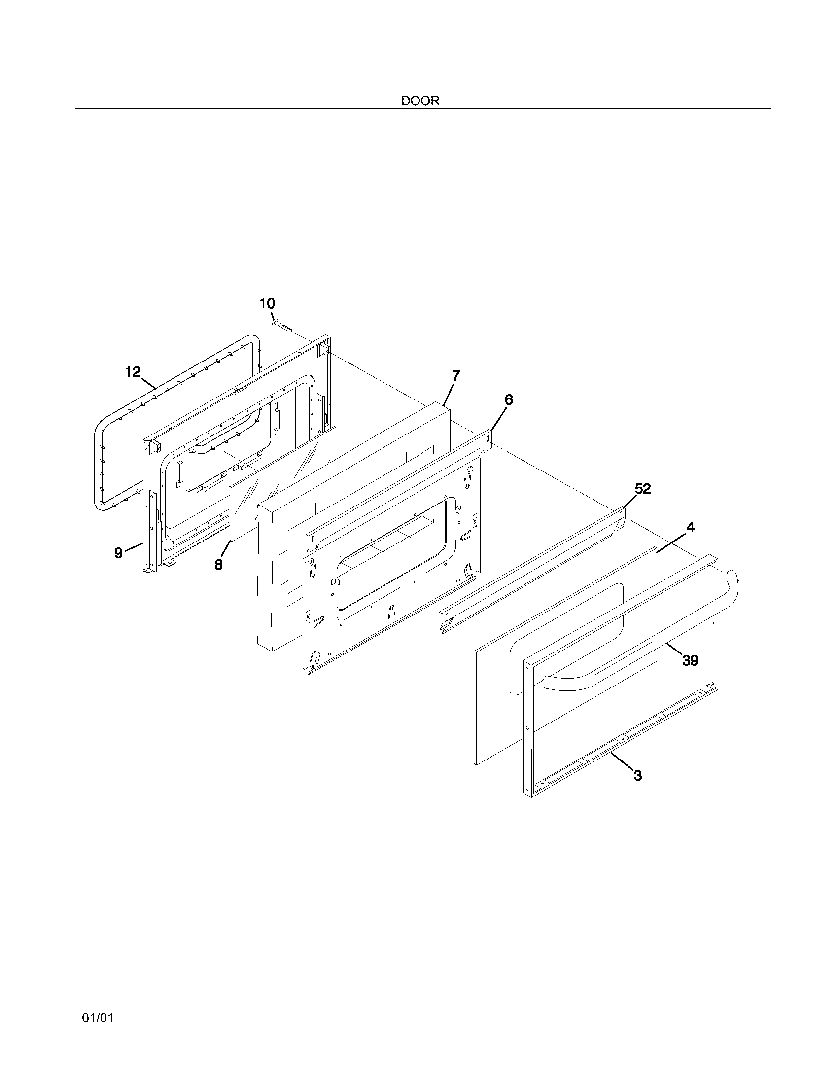 Frigidaire FGF324BHWB door diagram