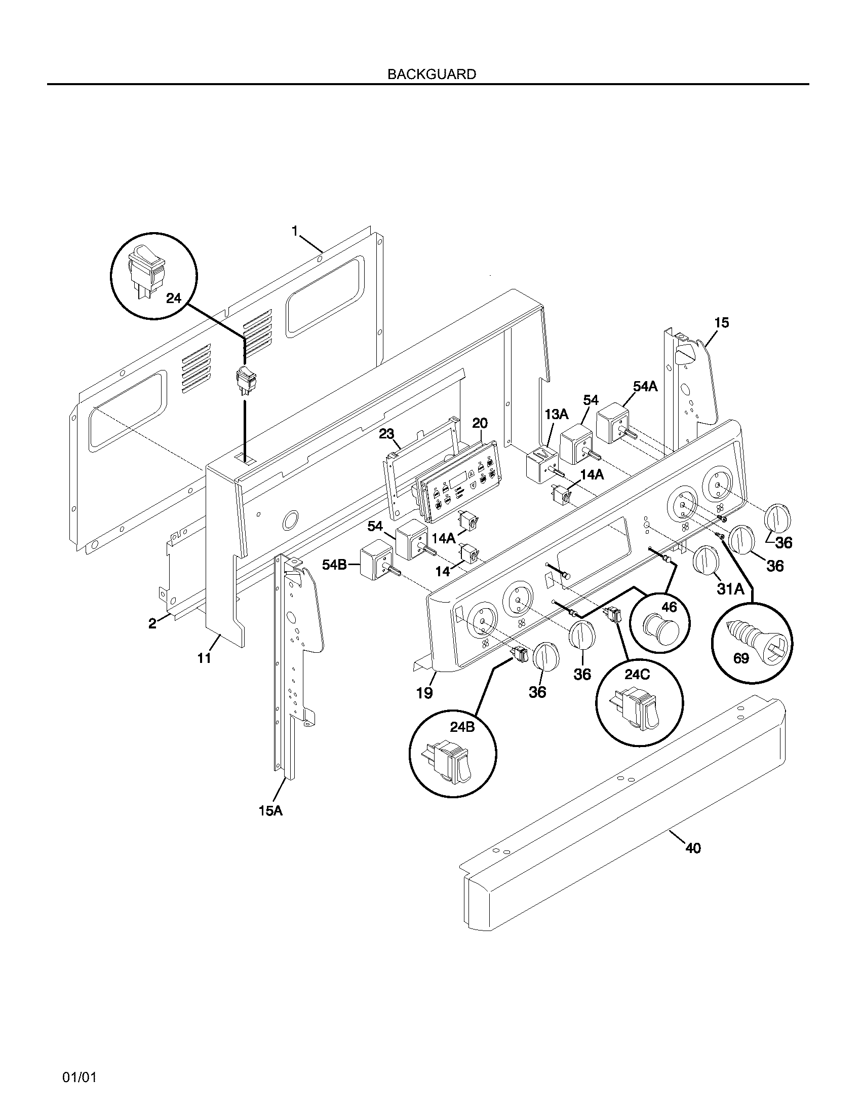 Frigidaire FEF369CGSE backguard diagram