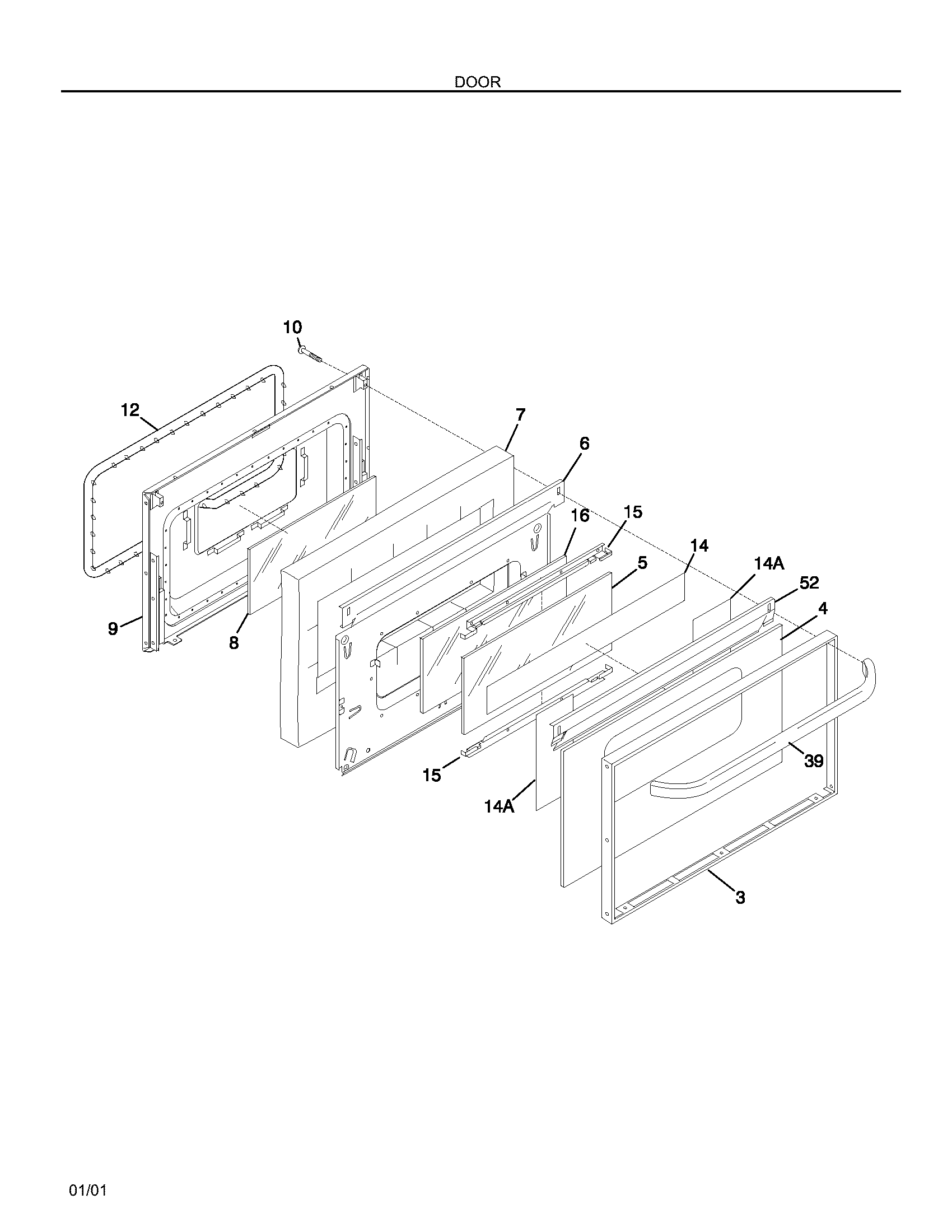 Frigidaire FEF369CGSE door diagram