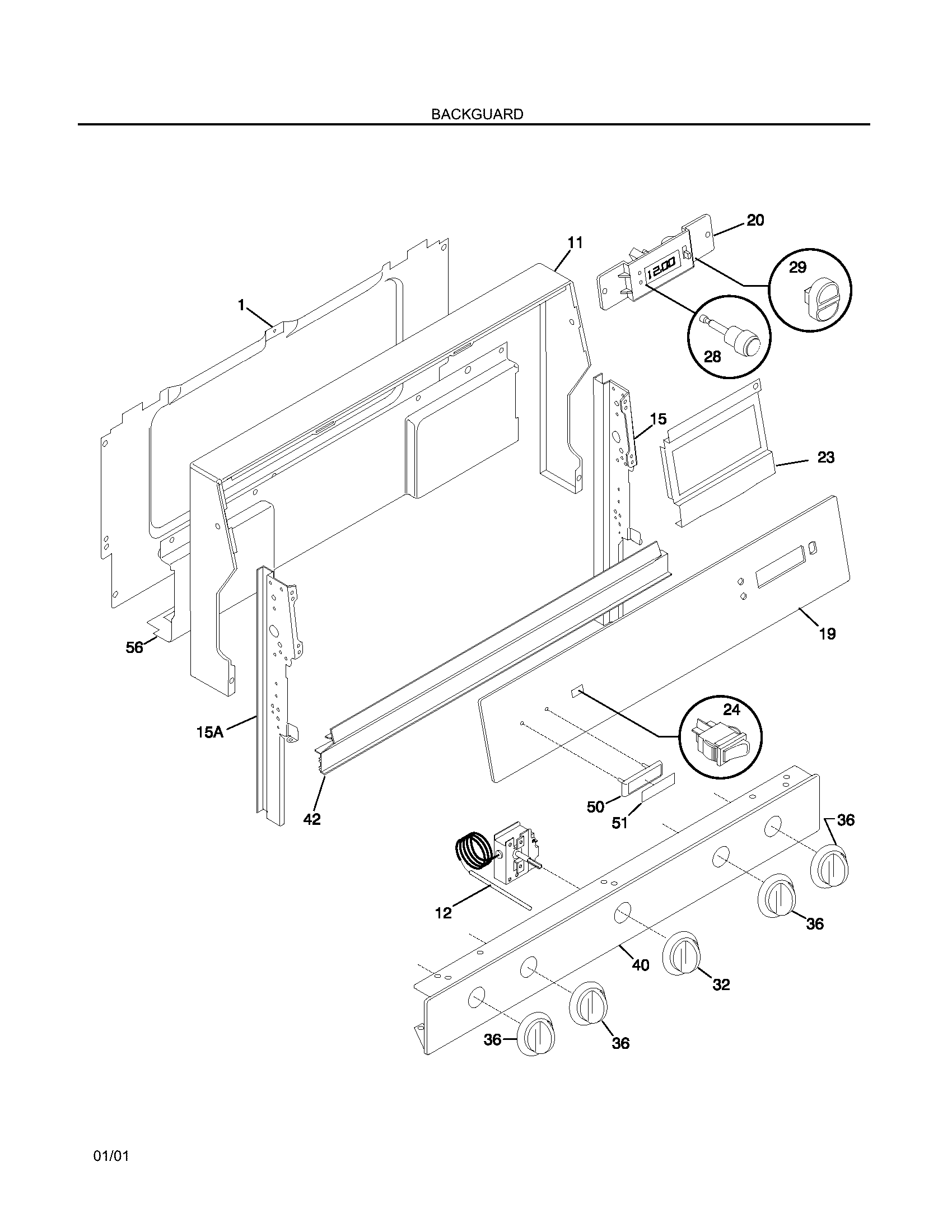 Frigidaire FGF324WHSC backguard diagram