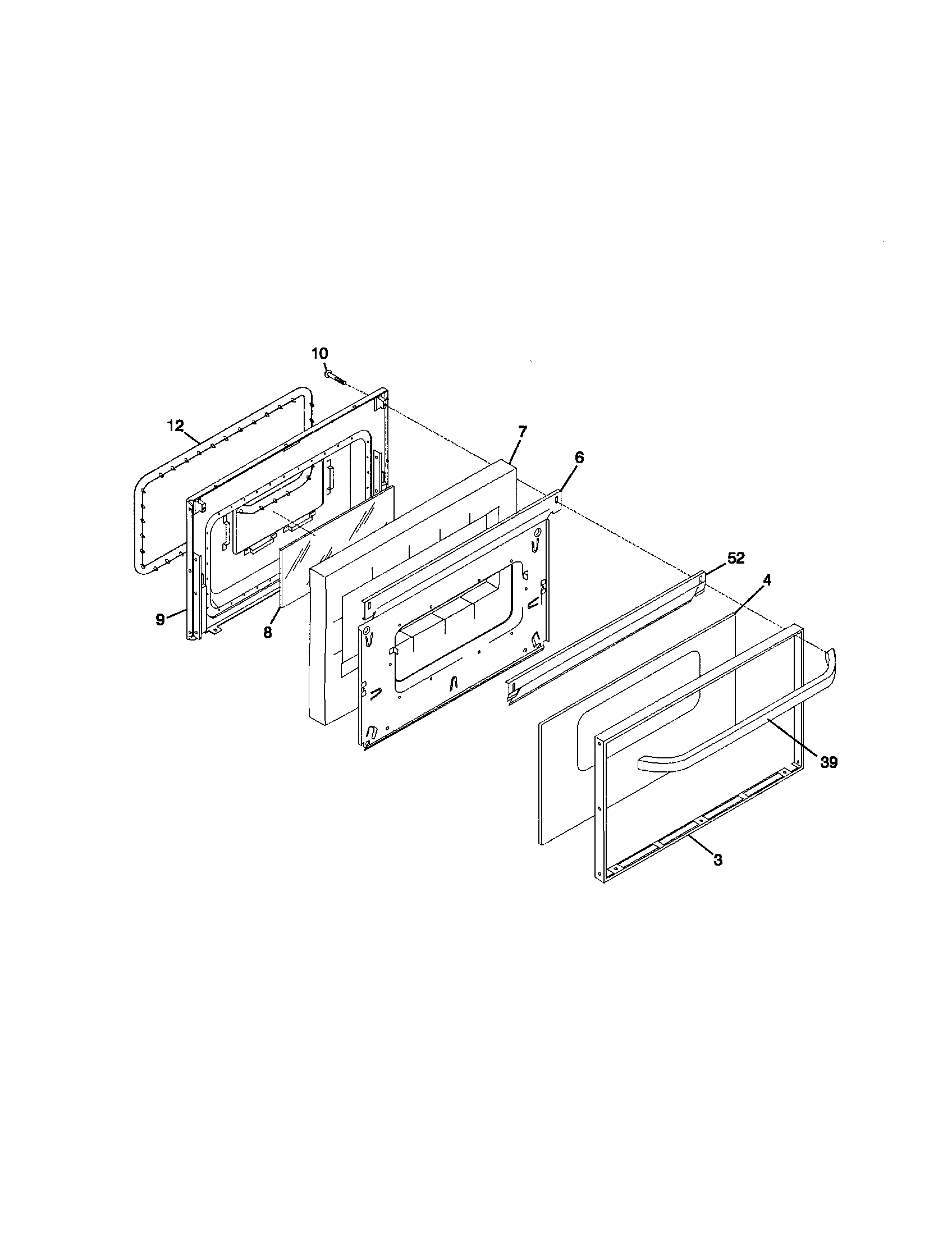 Frigidaire FGF334BGDJ door diagram