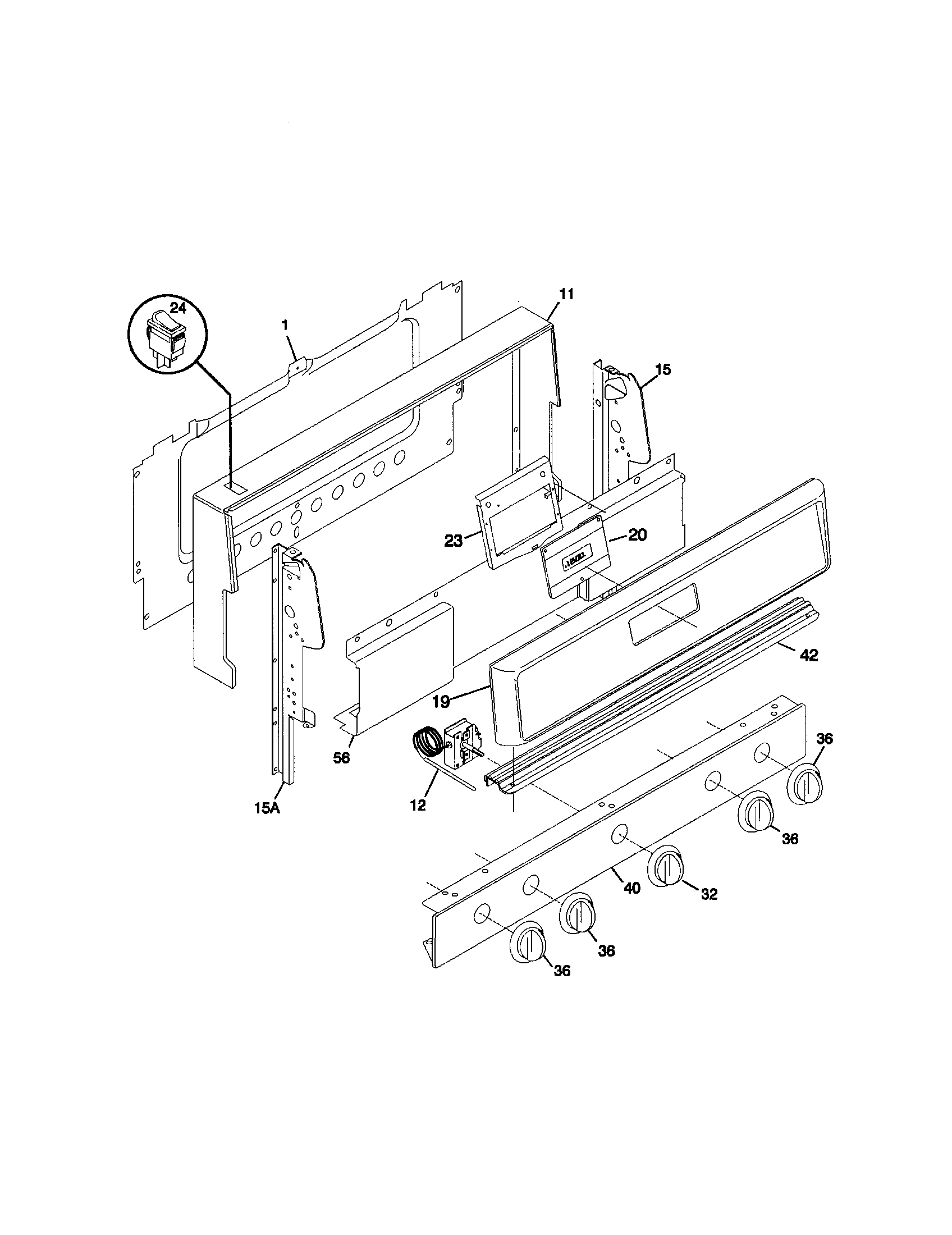 Frigidaire FGF334BGDJ control panel diagram