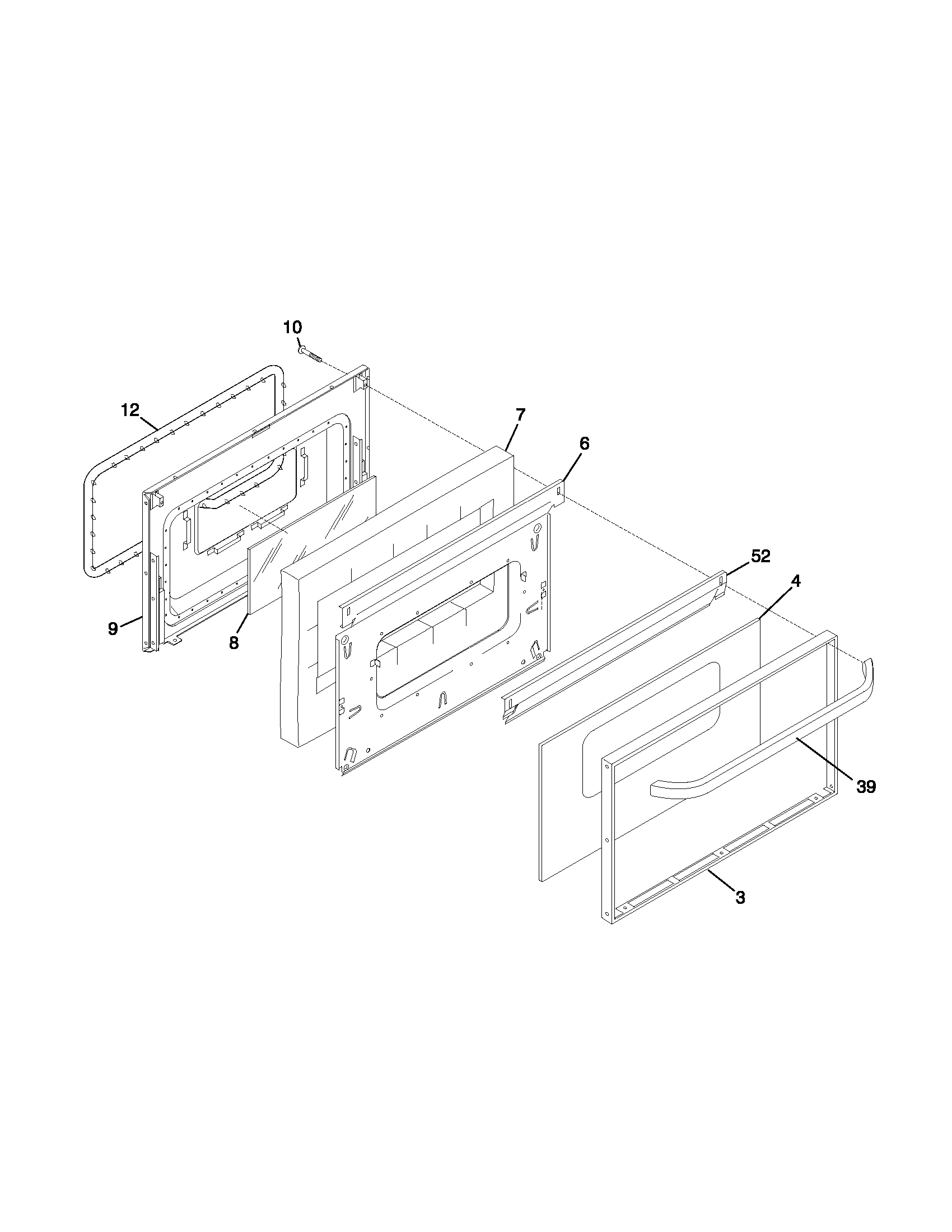 Frigidaire FGF335CGTJ door diagram