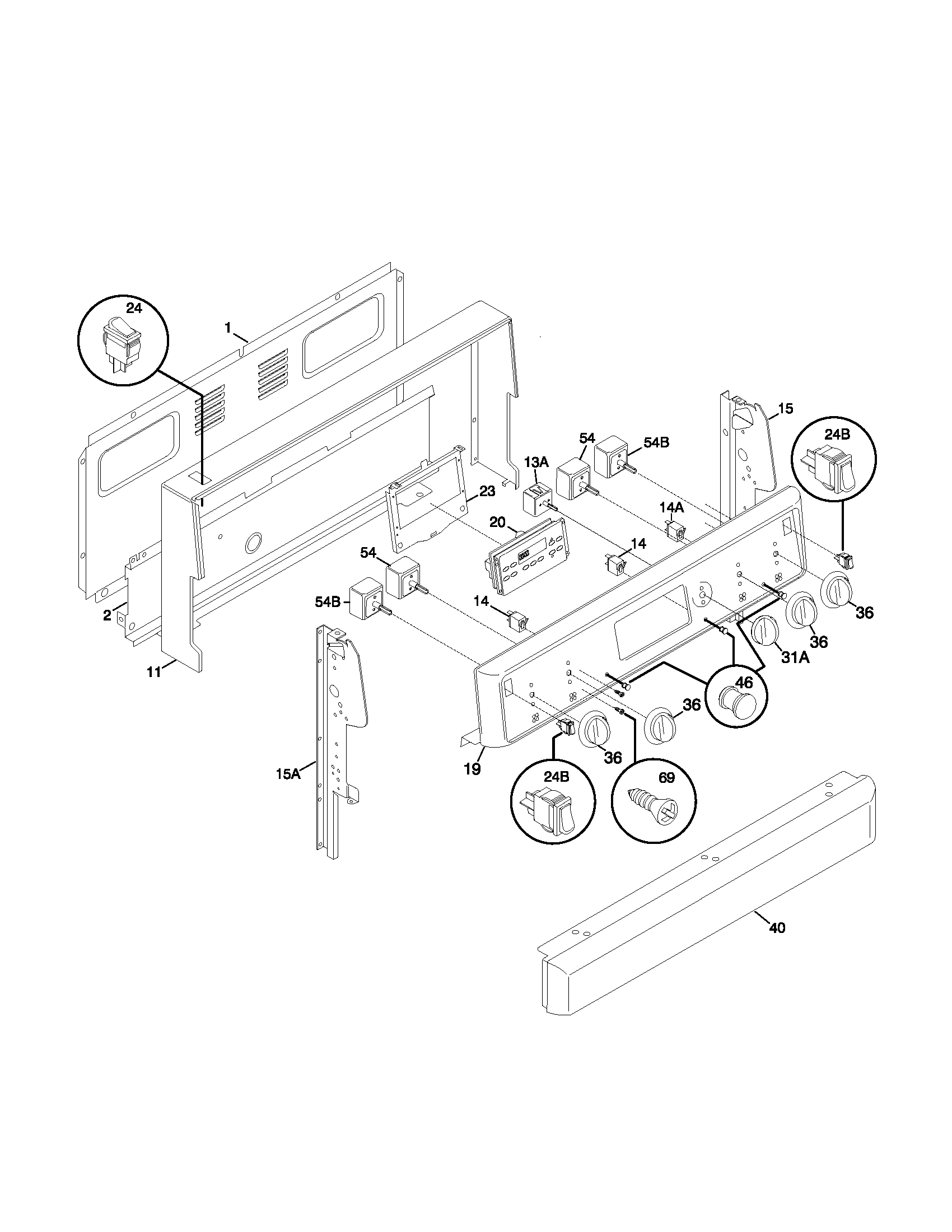 Frigidaire FEF388CJTB backguard diagram