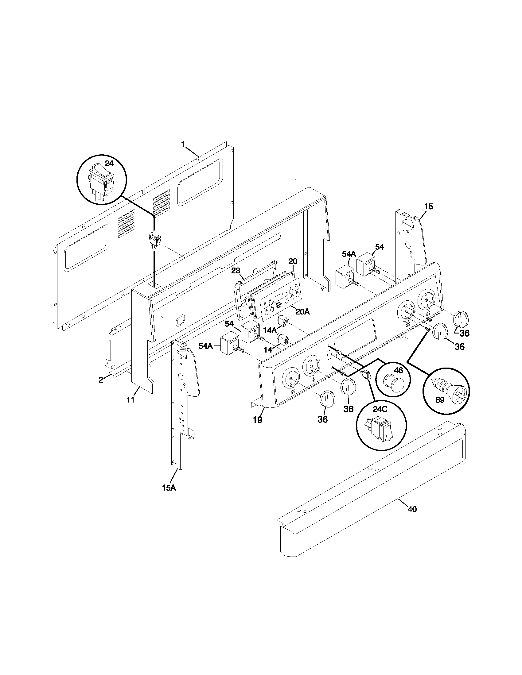Frigidaire FEF367CGTE backguard diagram