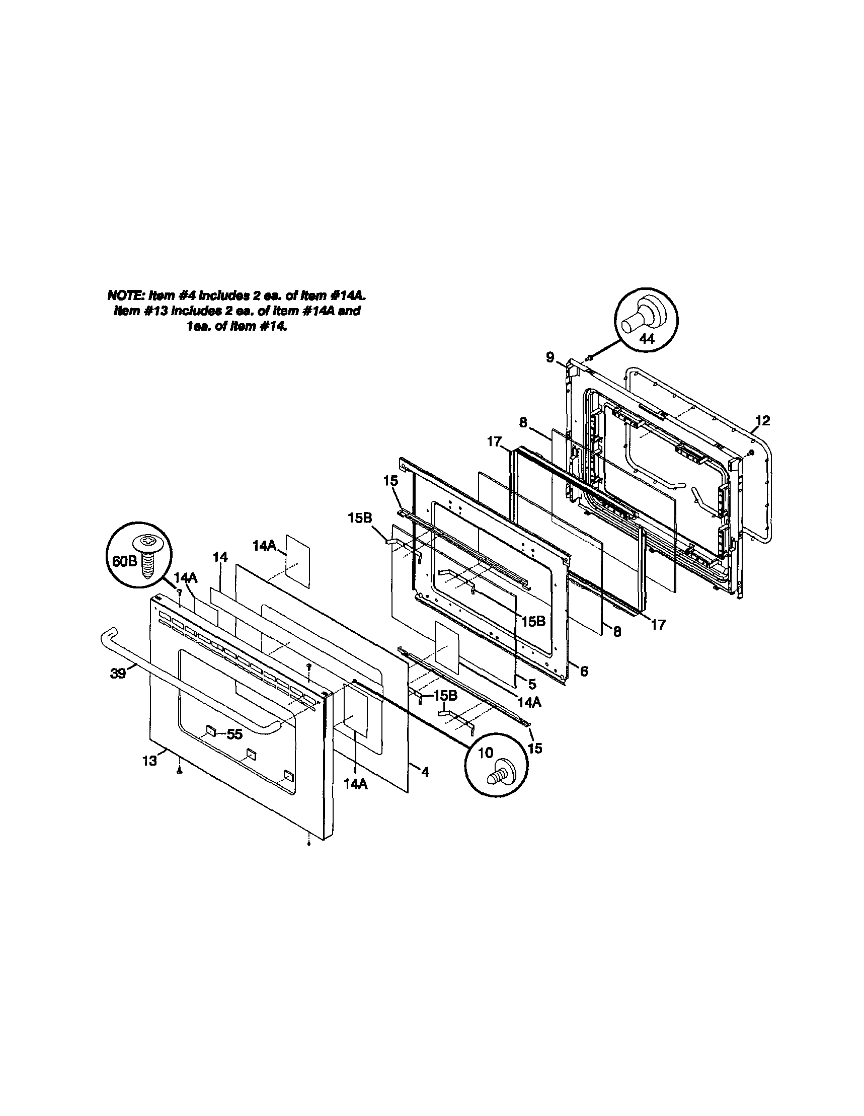 Frigidaire FEF389WJCC door diagram