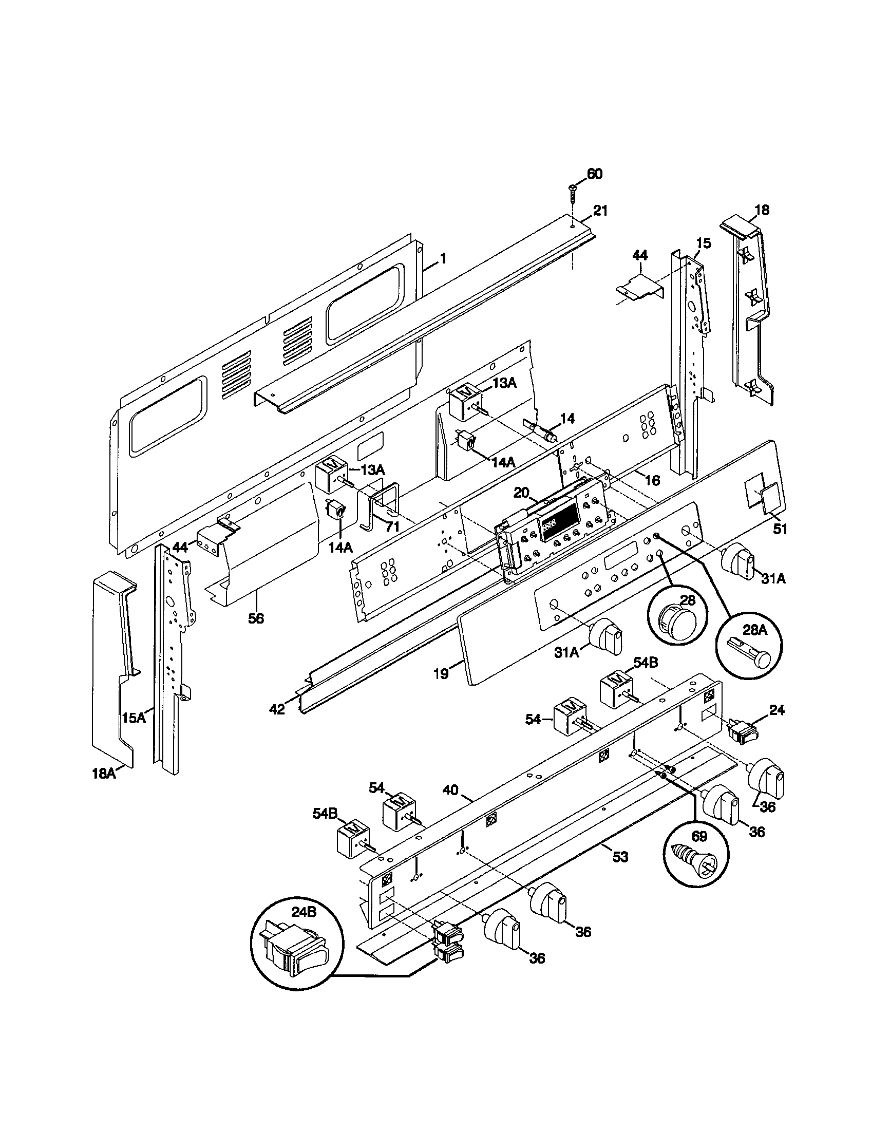 Frigidaire FEF389WJCC backguard diagram