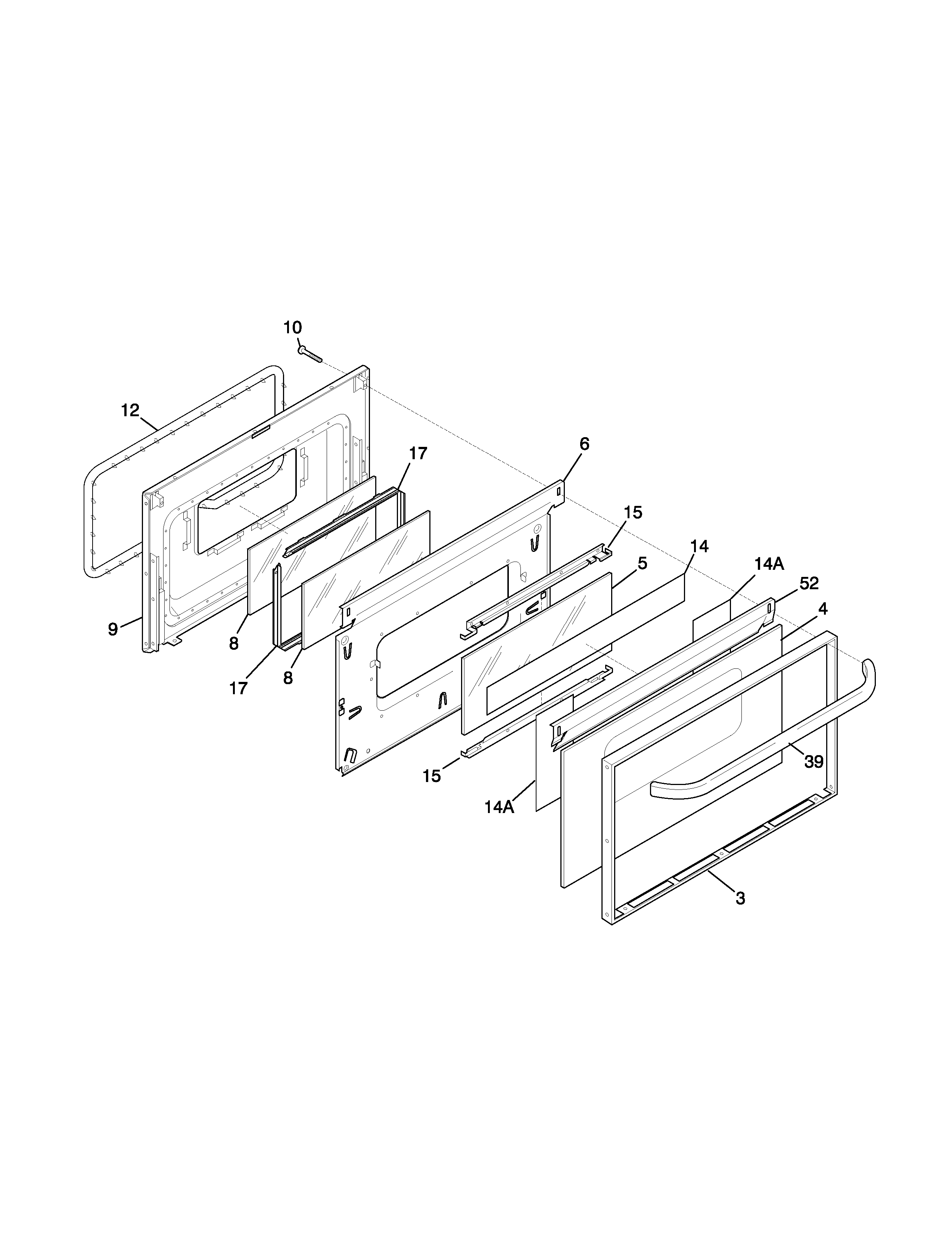 Frigidaire FEF366CJSA door diagram