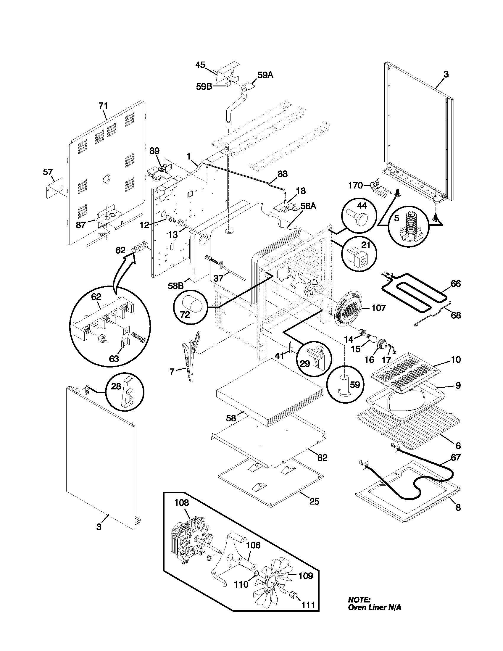 Frigidaire FEFS68CJTB body diagram