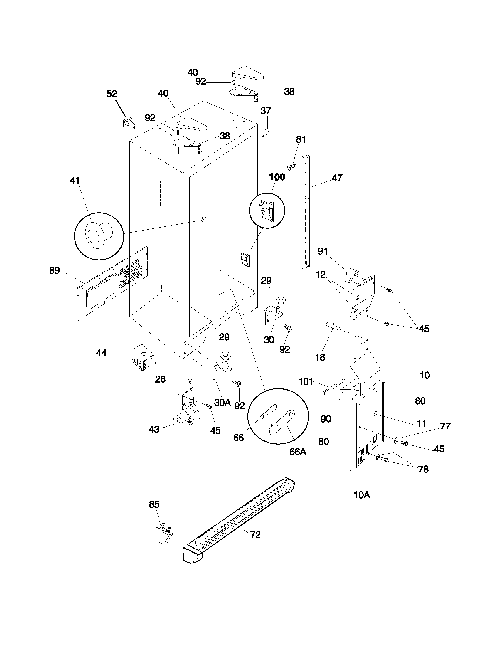 Frigidaire FRS26ZTHW5 cabinet diagram