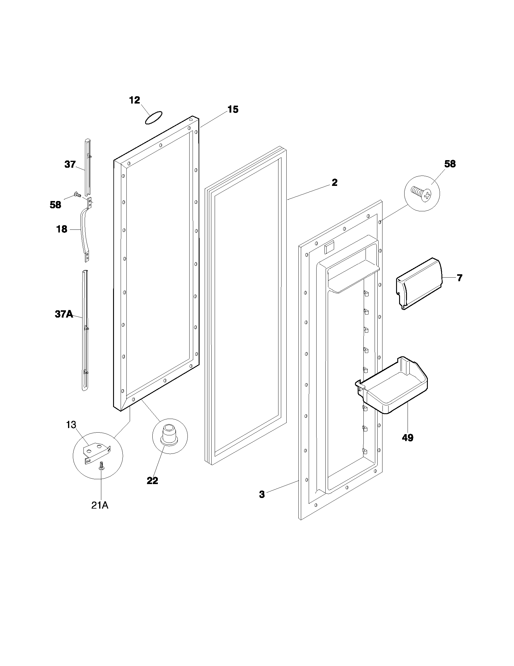 Frigidaire GLRSF266JW2 refrigerator door diagram