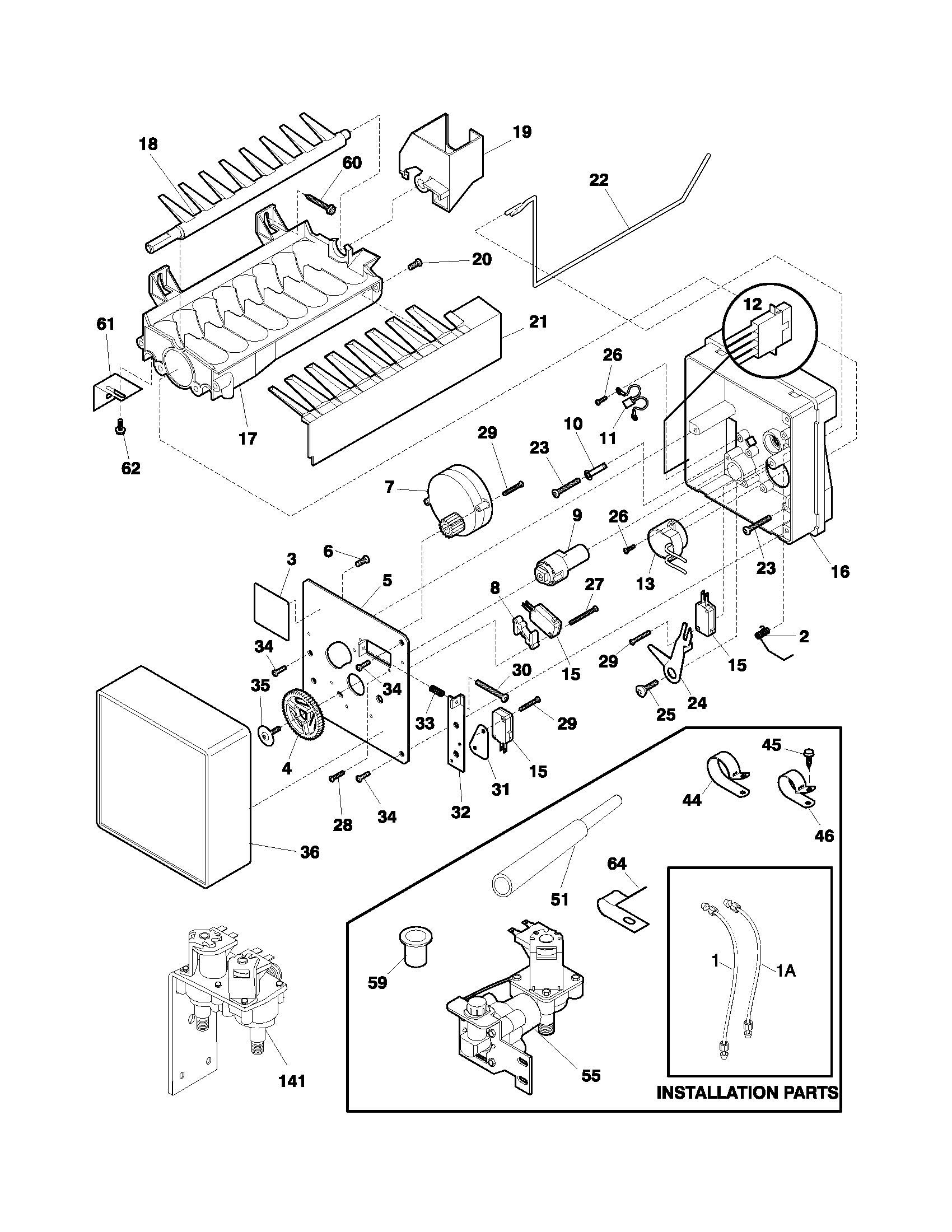 Frigidaire GLRSF266JW2 ice maker diagram
