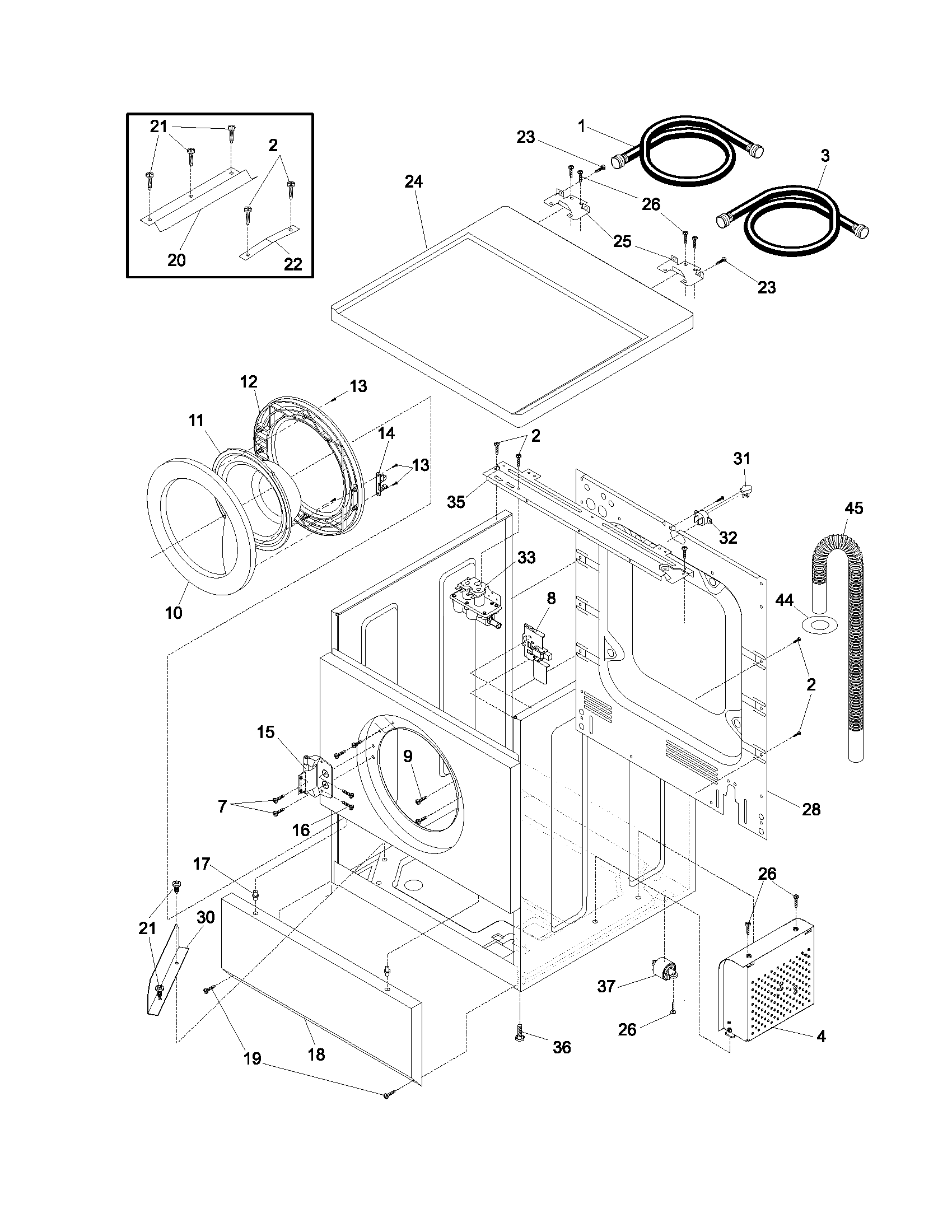 Frigidaire FWT645RHS0 wshr cab,door diagram