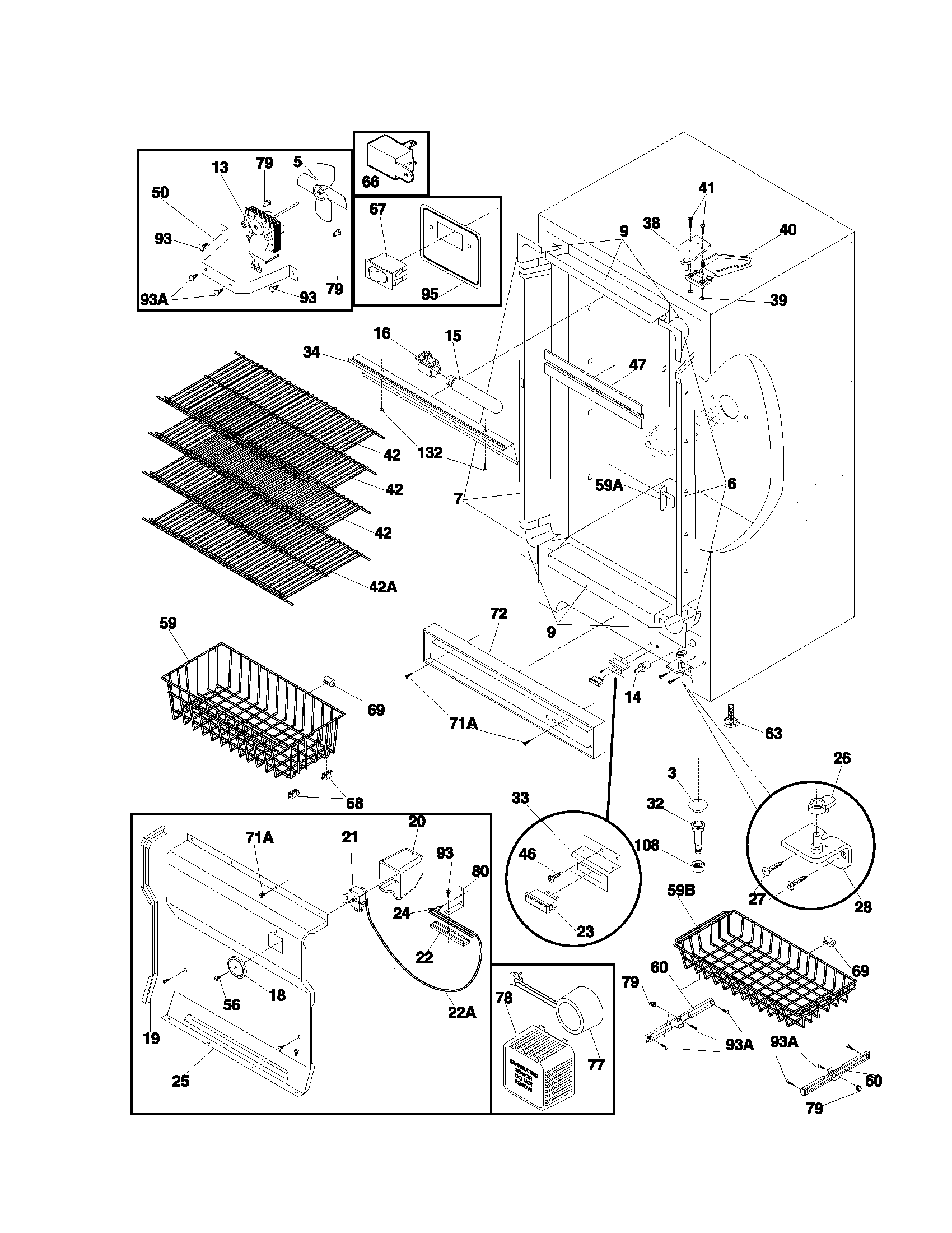 Frigidaire FFU20F9HW2 cabinet diagram