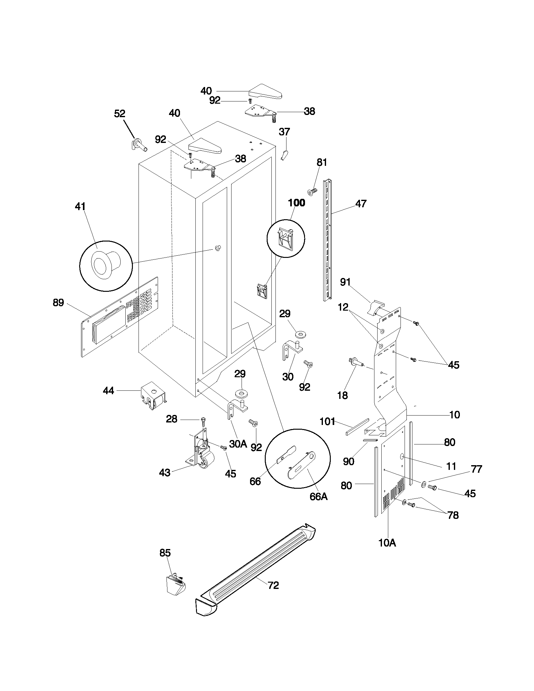 White-Westinghouse WRS26MZRHD1 cabinet diagram