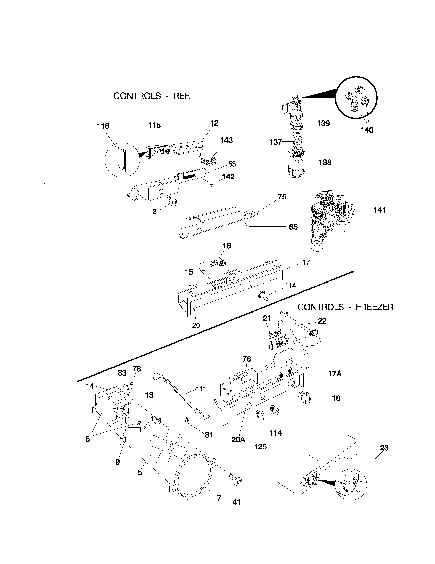 White-Westinghouse WRS26MZRHD1 controls diagram