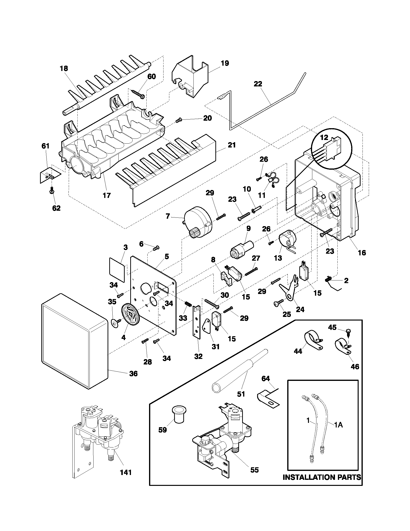 White-Westinghouse WRS26MZRHD1 ice maker diagram