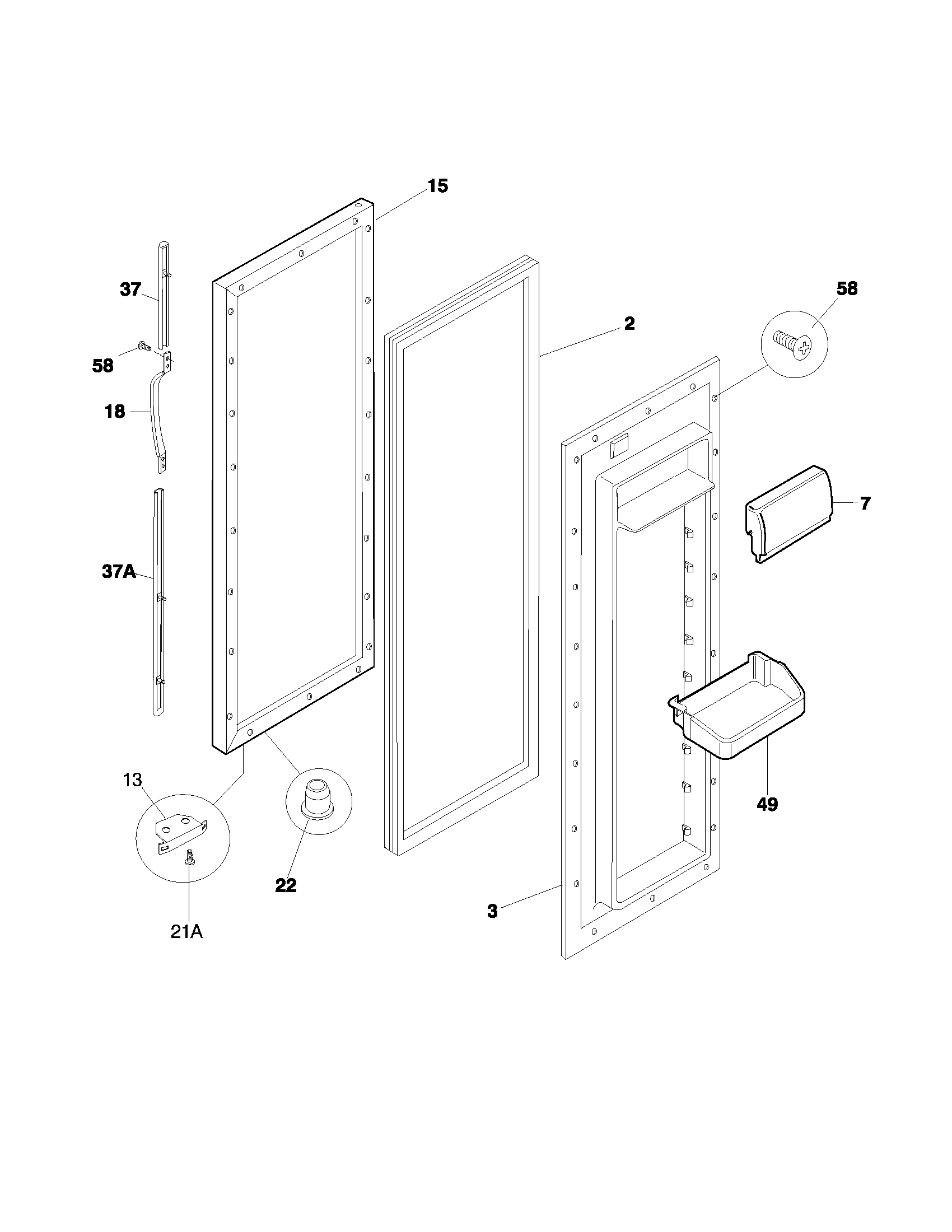 Frigidaire FRS26ZPHB4 refrigerator door diagram